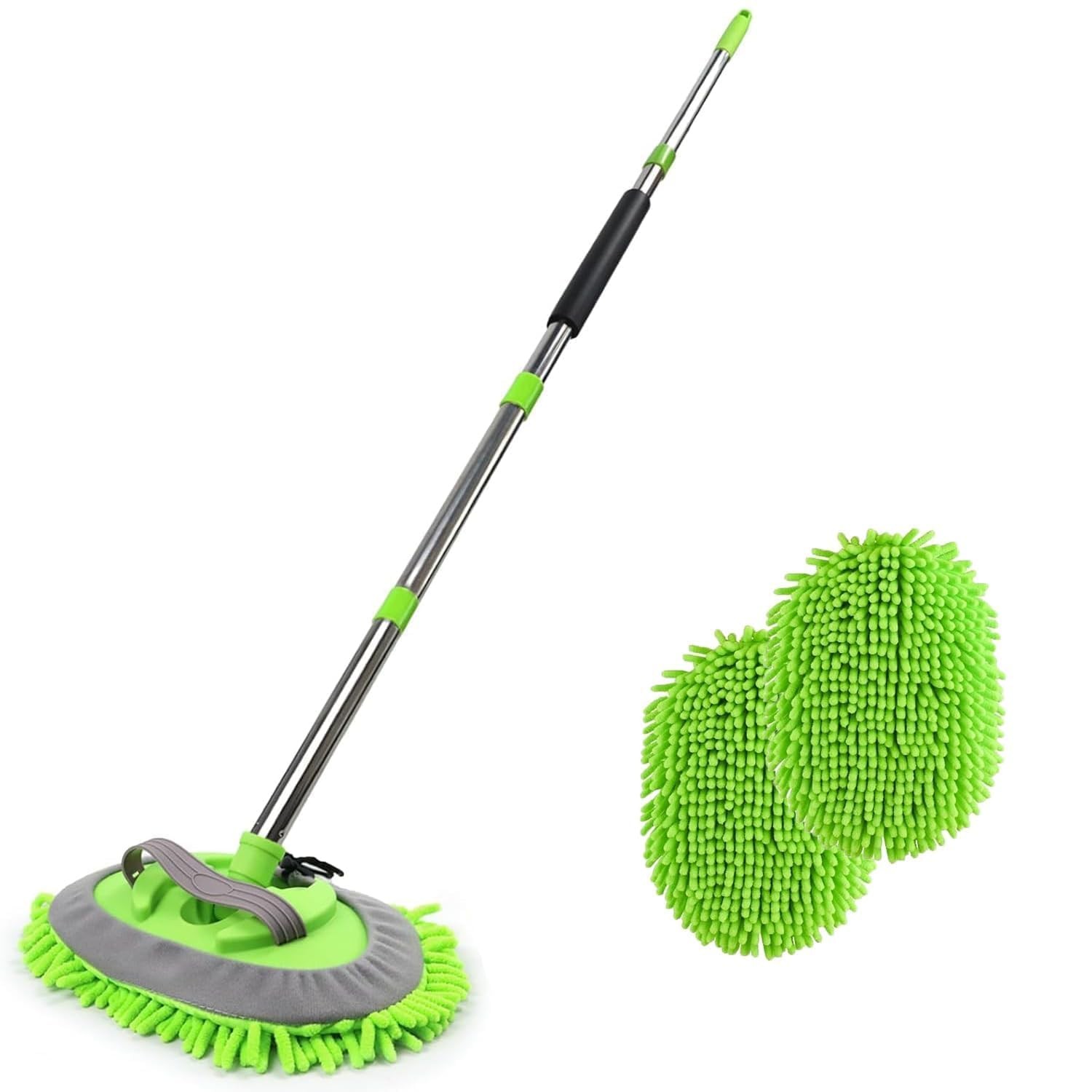 HITJOY 3Pcs 62” Microfiber Car Wash Brush Mop Kit Sponge with Long 6pcs