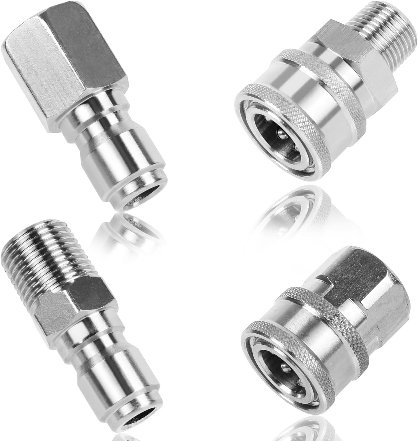 2 Sets 3/8 Inch Pressure Washer Coupler, Stainless Steel,Quick Connect Plug Male