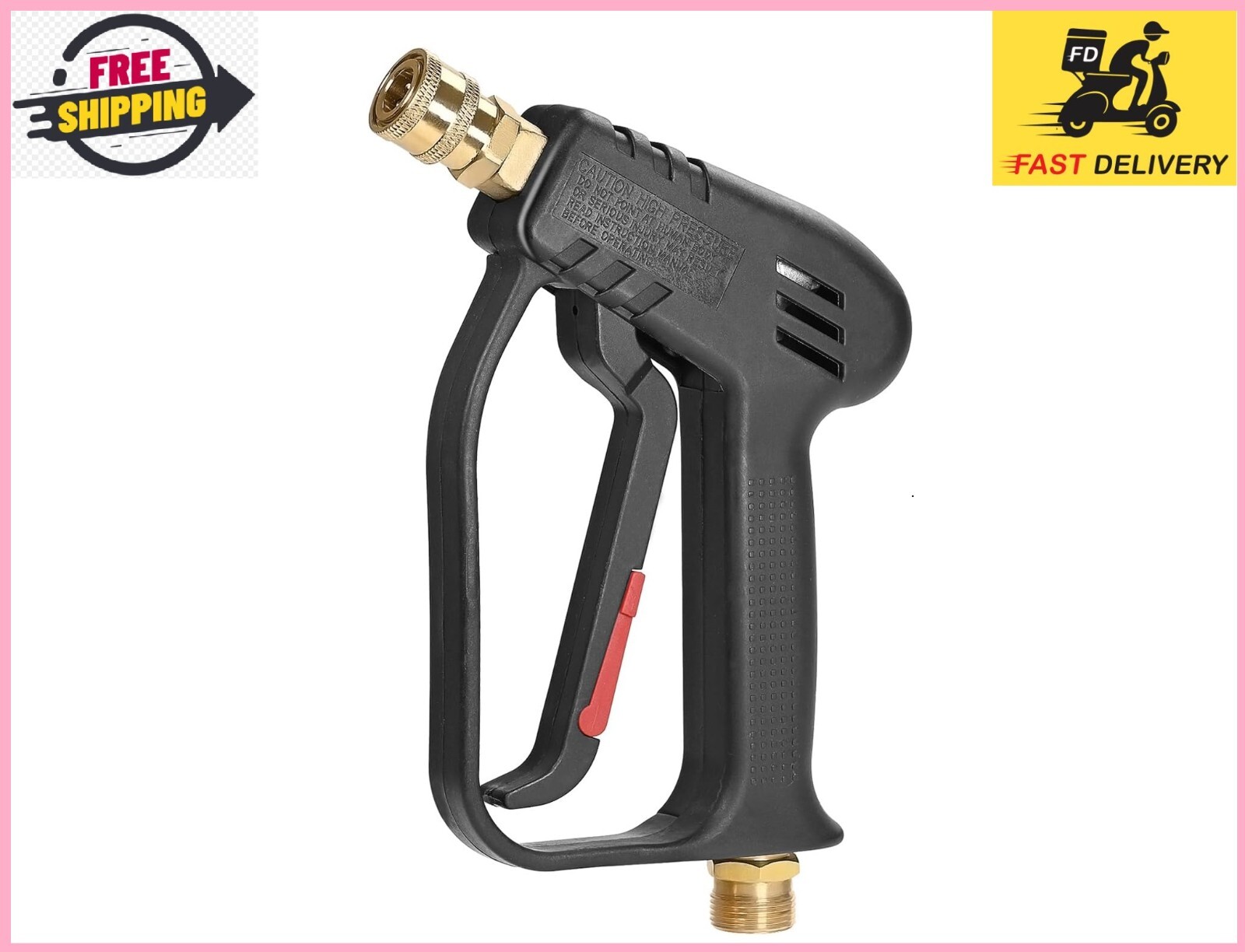 Short Pressure Washer Gun with M22-14mm Inlet, Stubby High Pressure Handle Gun