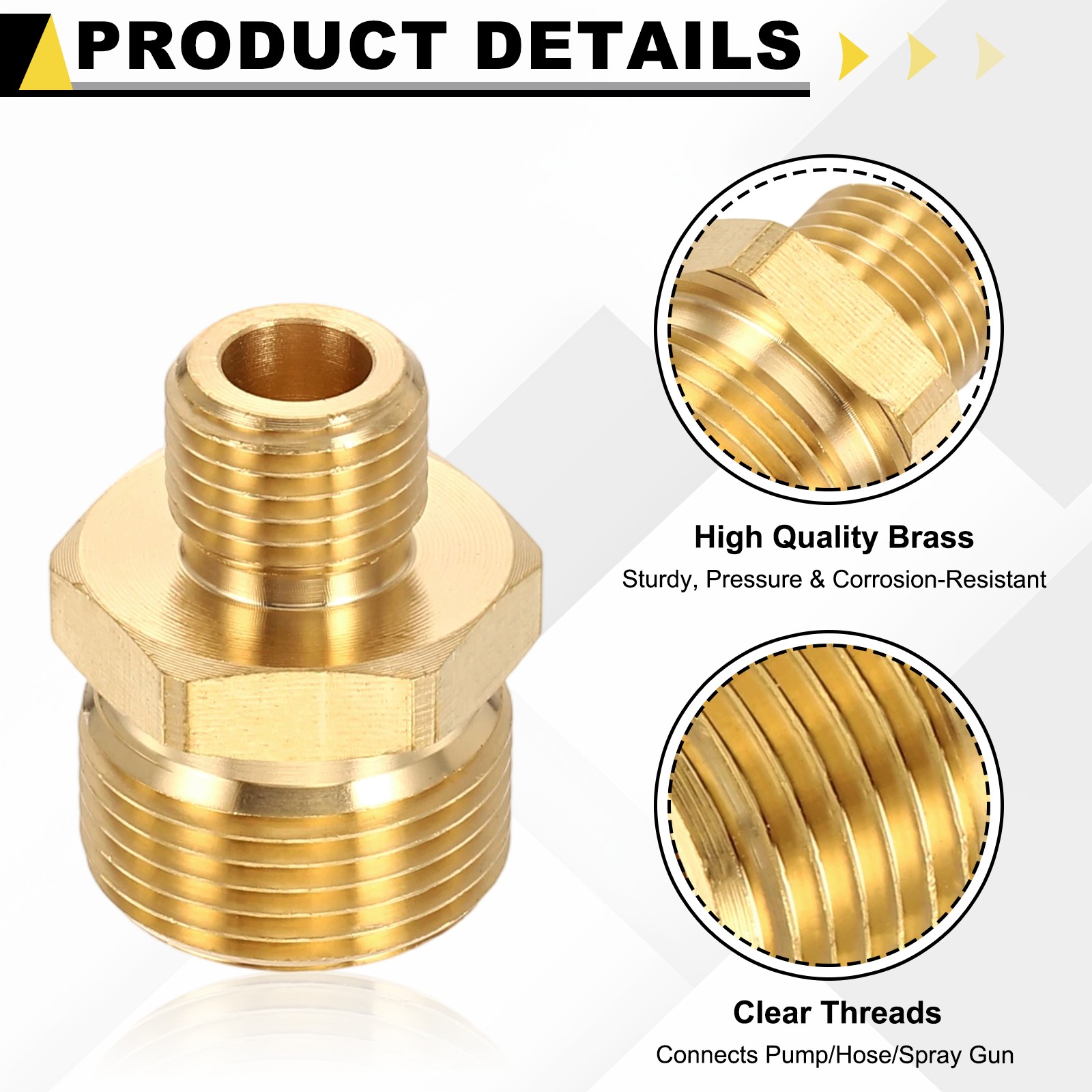 2 Pcs G1/4″ Male to M22 14mm Male Brass Pressure Washer Adapter with Tape