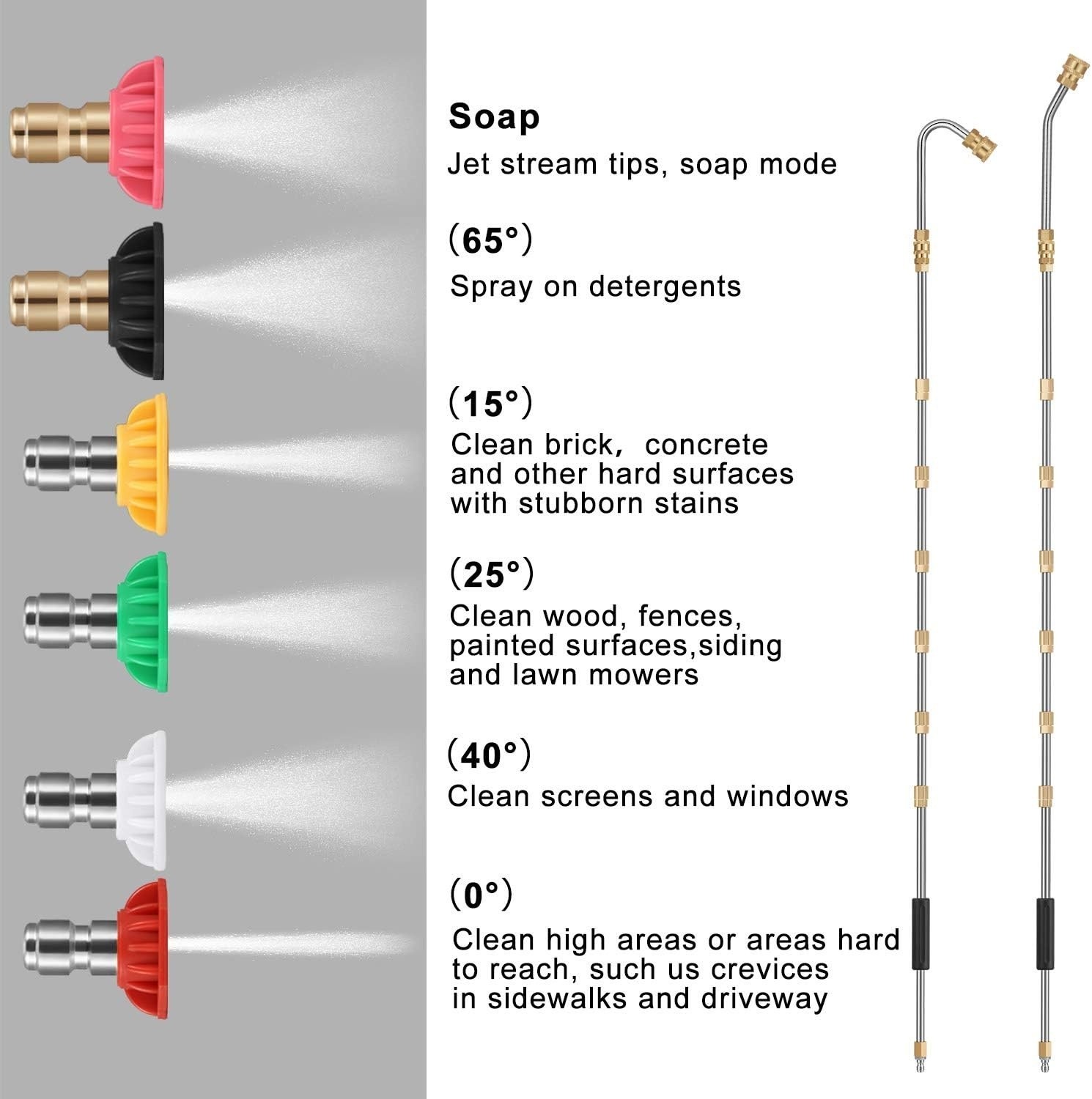 7 PCS Pressure Washer Accessory Set – 10ft Replacement Lance, Curved Rod 4000PSI
