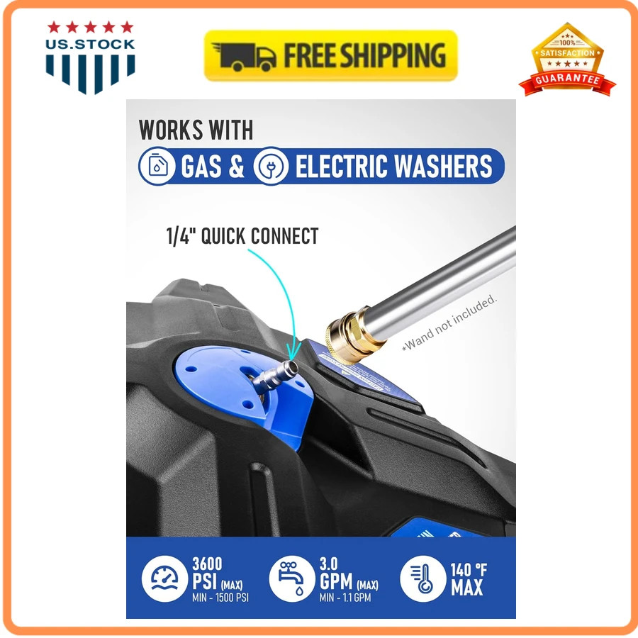 MEKOH 16.5 Inch Pressure Washer Surface Cleaner 3600PSI with 4 Wheels 1/4 Quick