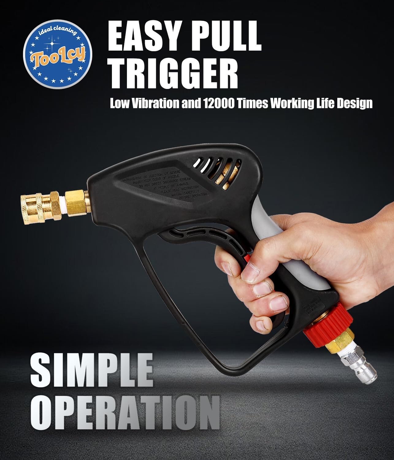 TOOLCY 5000 PSI Pressure Washer Gun for Hot Water 3/8″ Swivel Thread Nozzle Tips