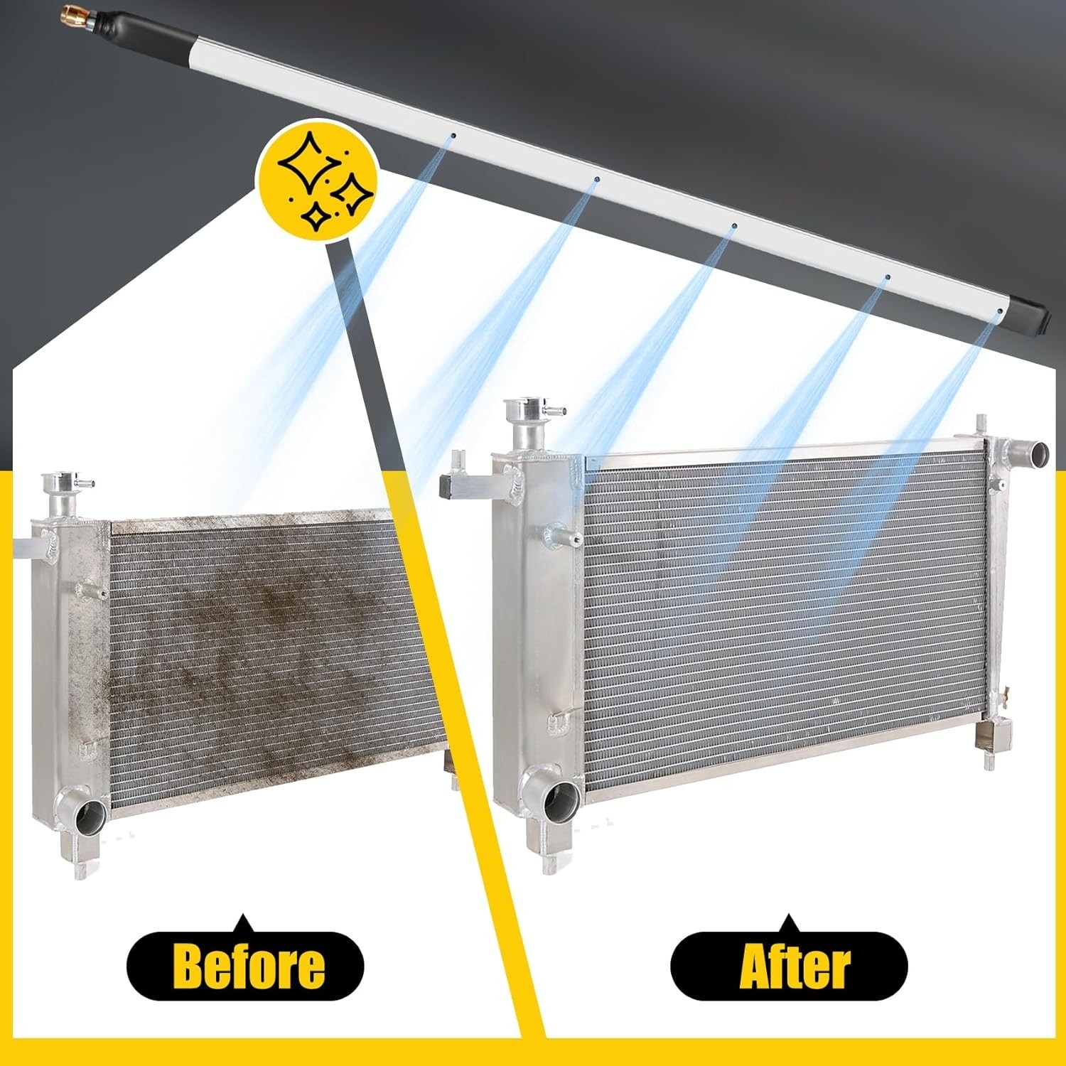 40 & 24 Radiator Cleaning Wand Kit–Radiator Cleaner Tool with 5 Spray Nozzles +