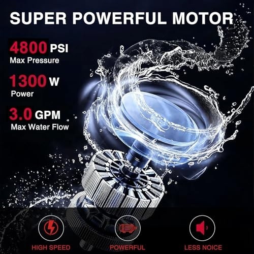 Electric Pressure Washer 1850 PSI 3.0 GPM 23-Foot Hose Large Wheels Home