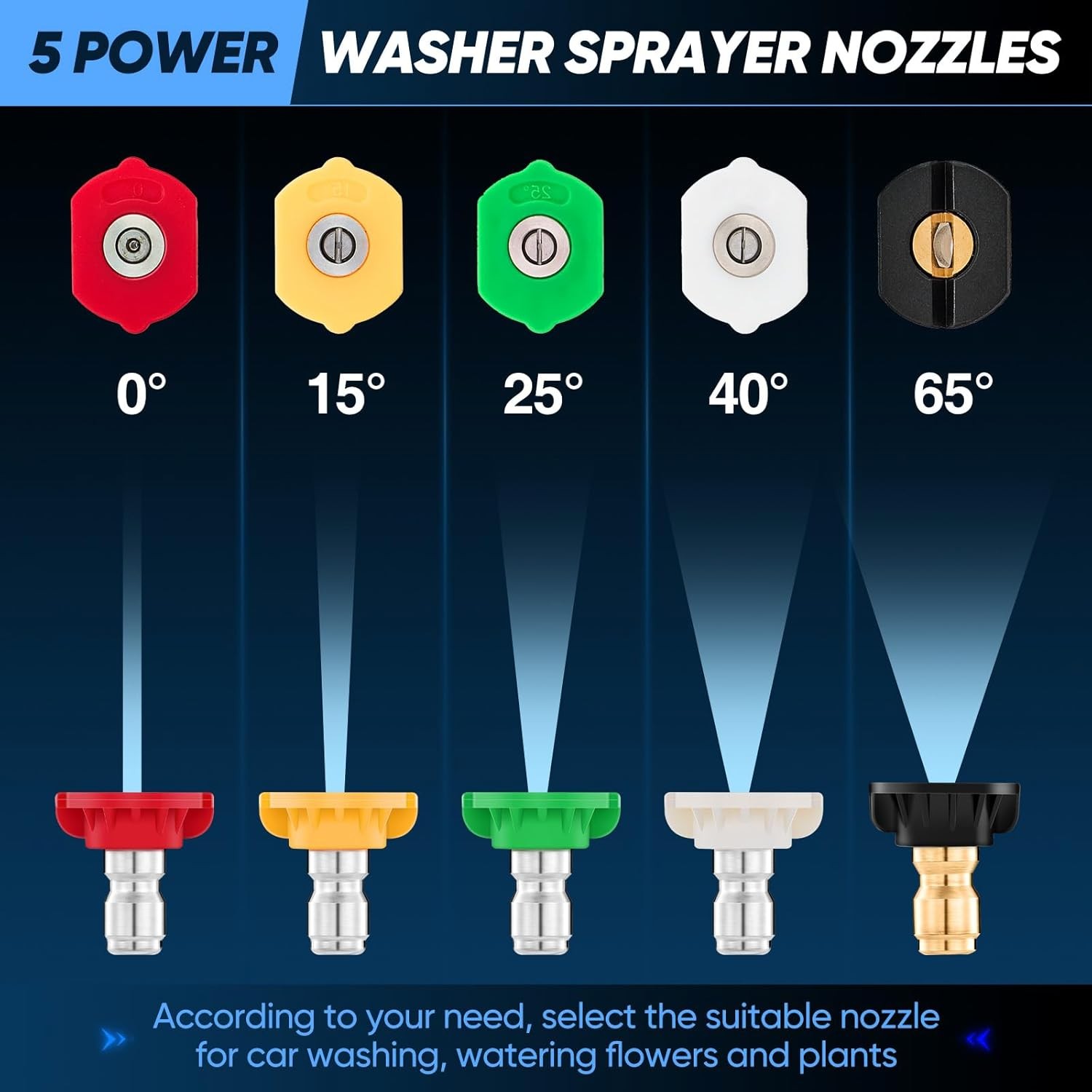 Saker High Pressure Washer Gun 5 Quick Connect Color Soap Spray Nozzle Metal