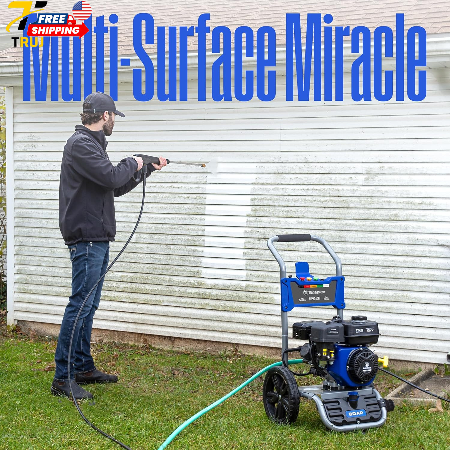 WPX3400 Gas Pressure Washer 3400 PSI and 2.6 Max GPM Onboard Soap Tank FREE SHIP