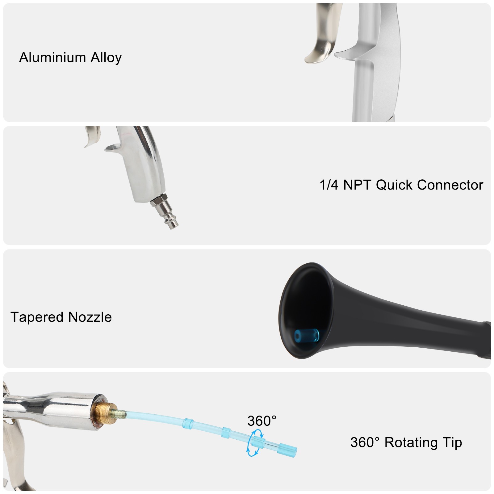 3-in-1 Car Cleaning Gun Air Blower for Carpet High Pressure with Trumpet Nozzle