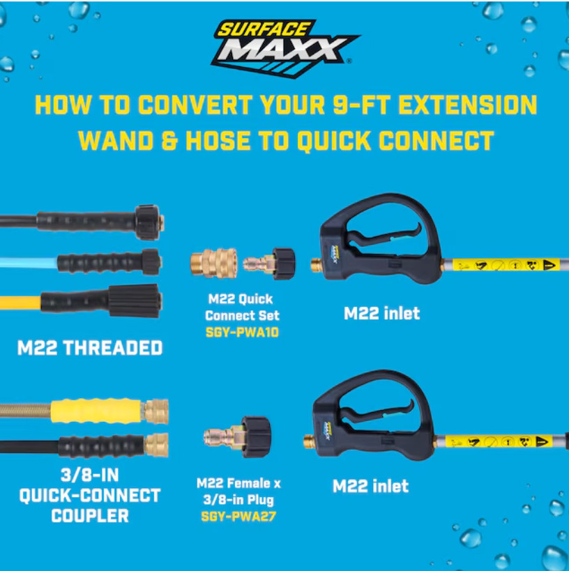 SurfaceMaxx 9-ft Pressure Washer Extension Wand # 2637678 Free US Shipping