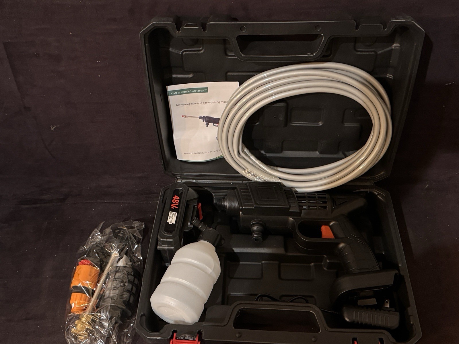 Electric Cordless High Pressure Washer Portable Power Cleaner Kit With 2 Nozzle