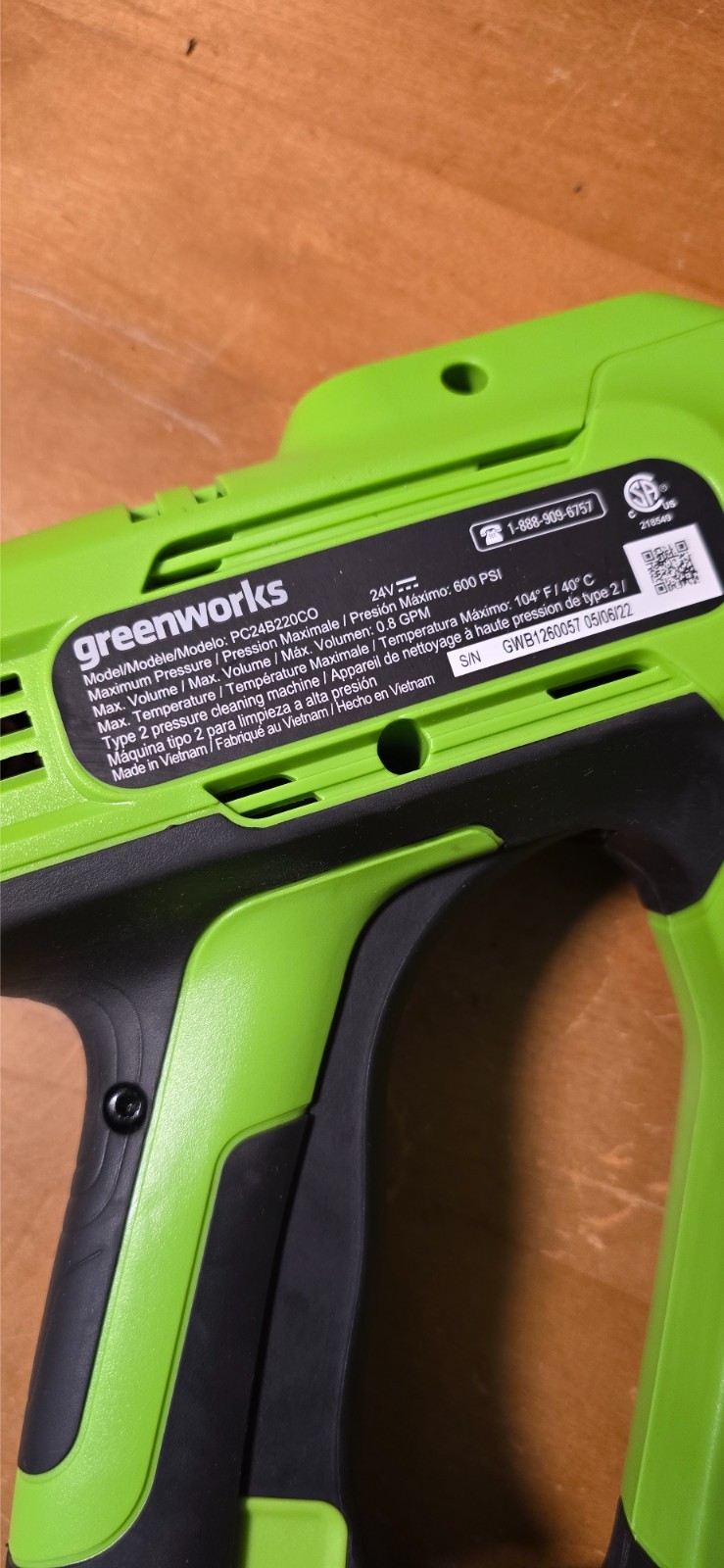 Greenworks 24V Pressure Washer Gun PC24B220CO