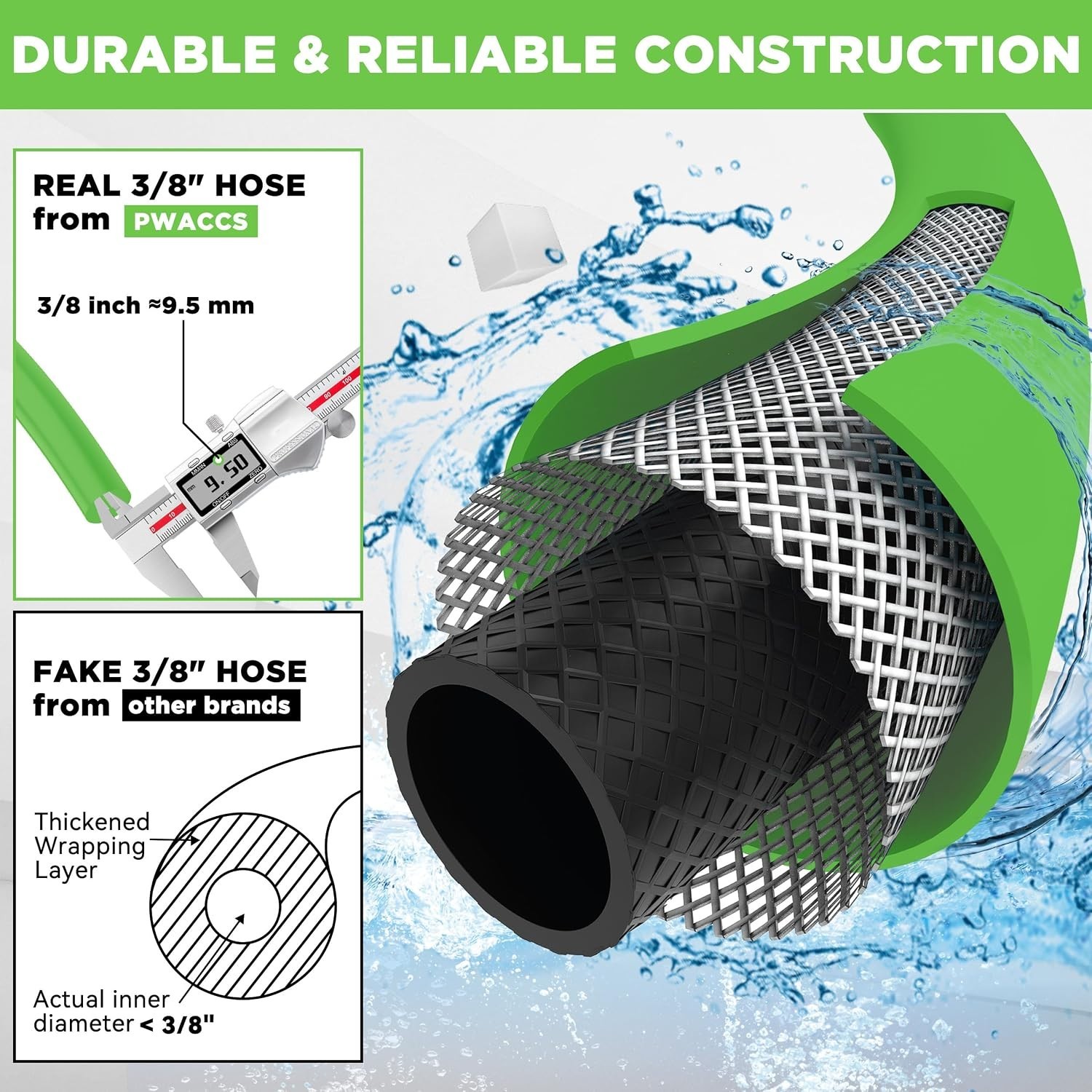 50 FT Rubber Power Washer Hose with M22 Fittings