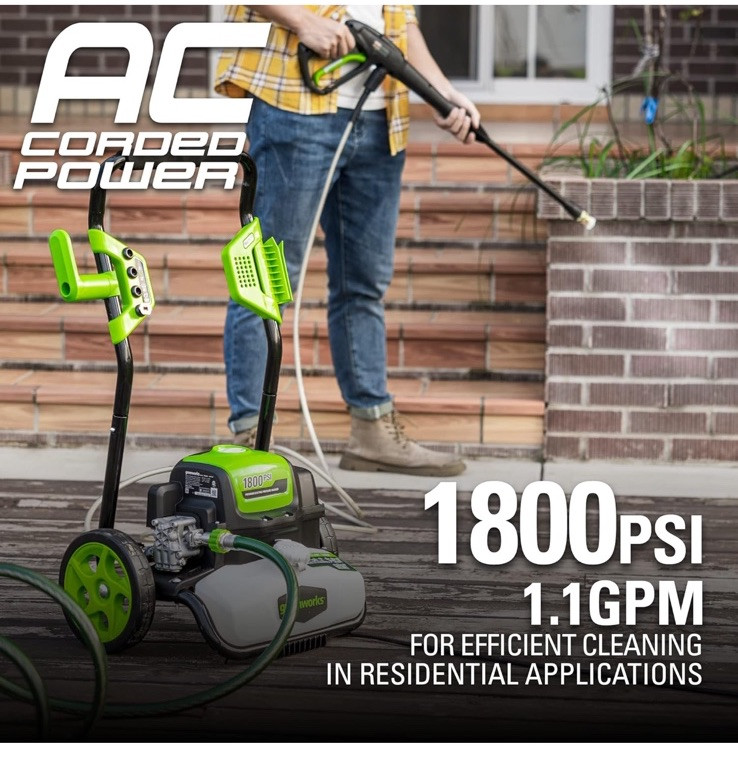 1800 PSI 1.2 GPM Pressure Washer (Open Frame) PWMA Certified
