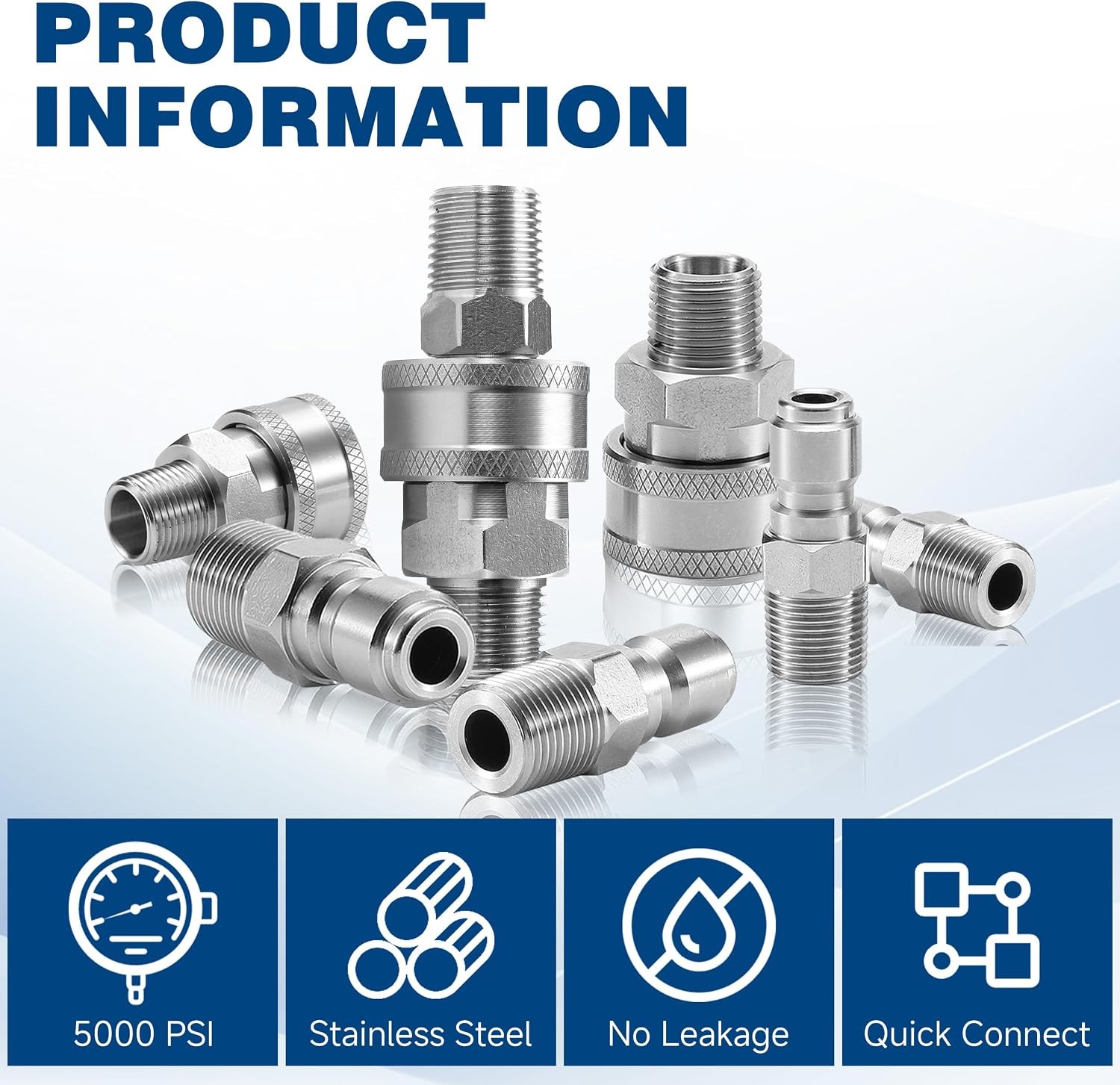 12PCS 3/8″ NPT Pressure Washer Quick Connect Adapter Kit Stainless Steel