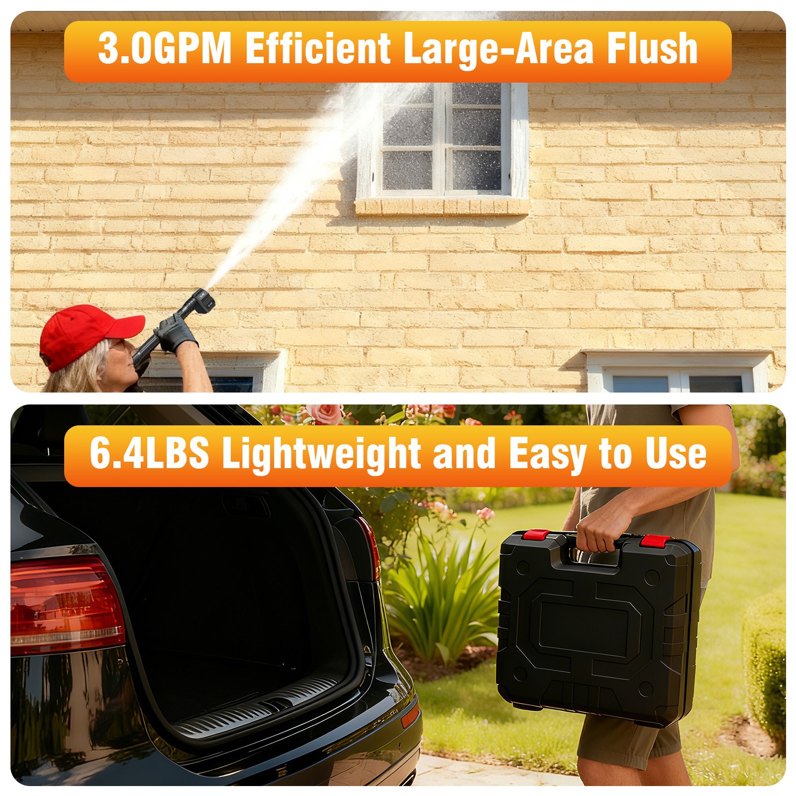 Cordless High Pressure Car Washing Gun Pressure Washer Gun with 6in1 Nozzle