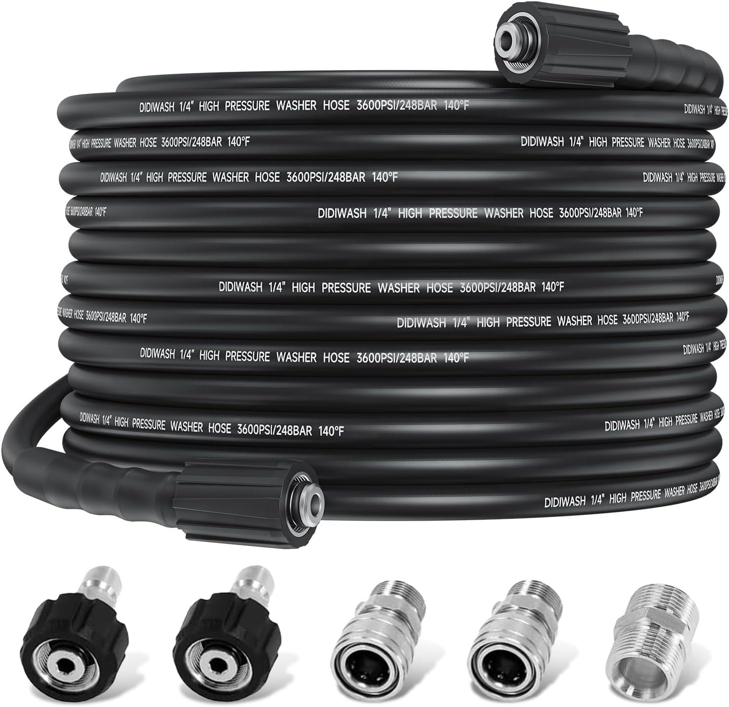 3600 PSI 1/4″ Pressure Washer Hose 50FT with 3/8″ Quick Connect Kit