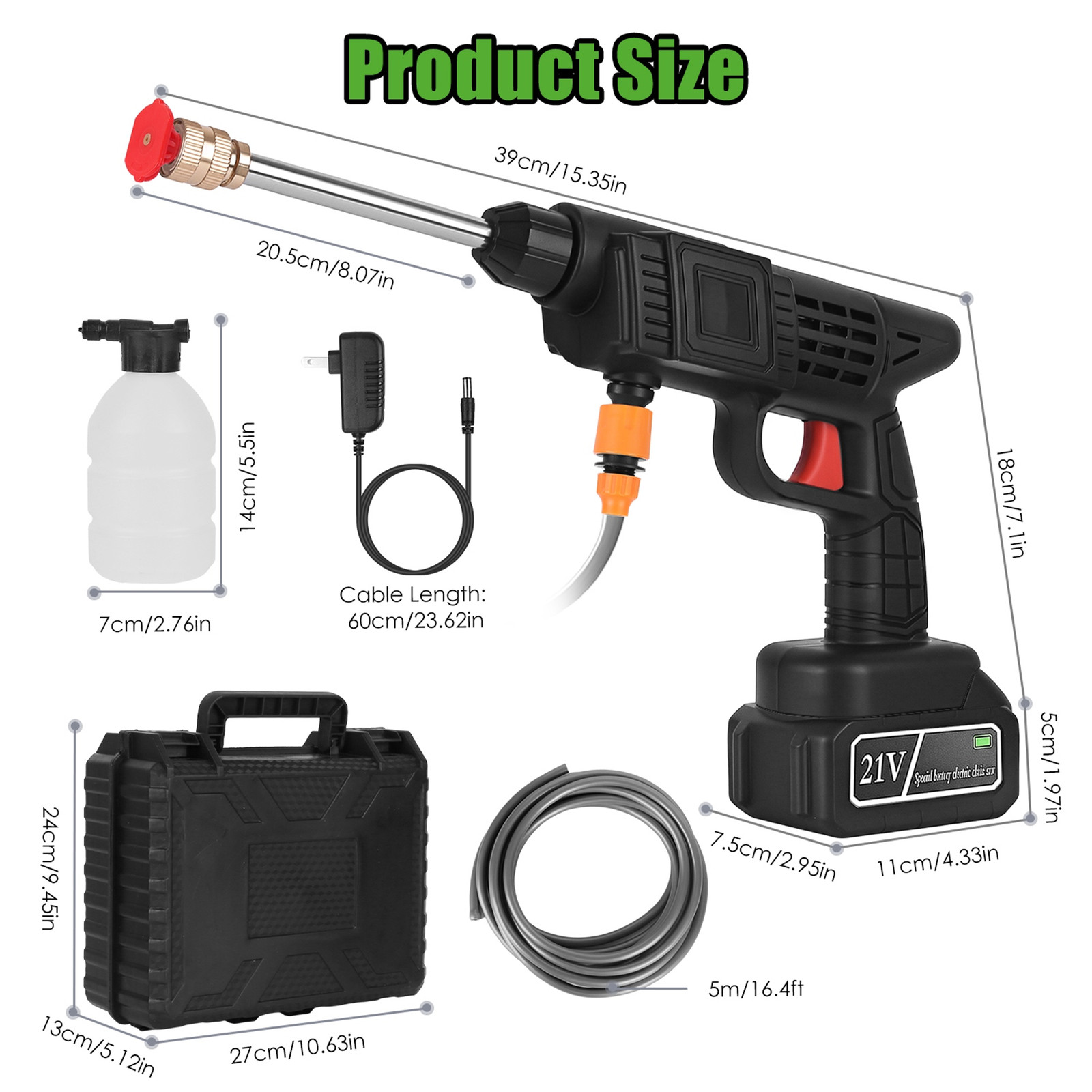 Cordless Pressure Washer Portable Electric Power Dual Nuzzal Fast Shipping