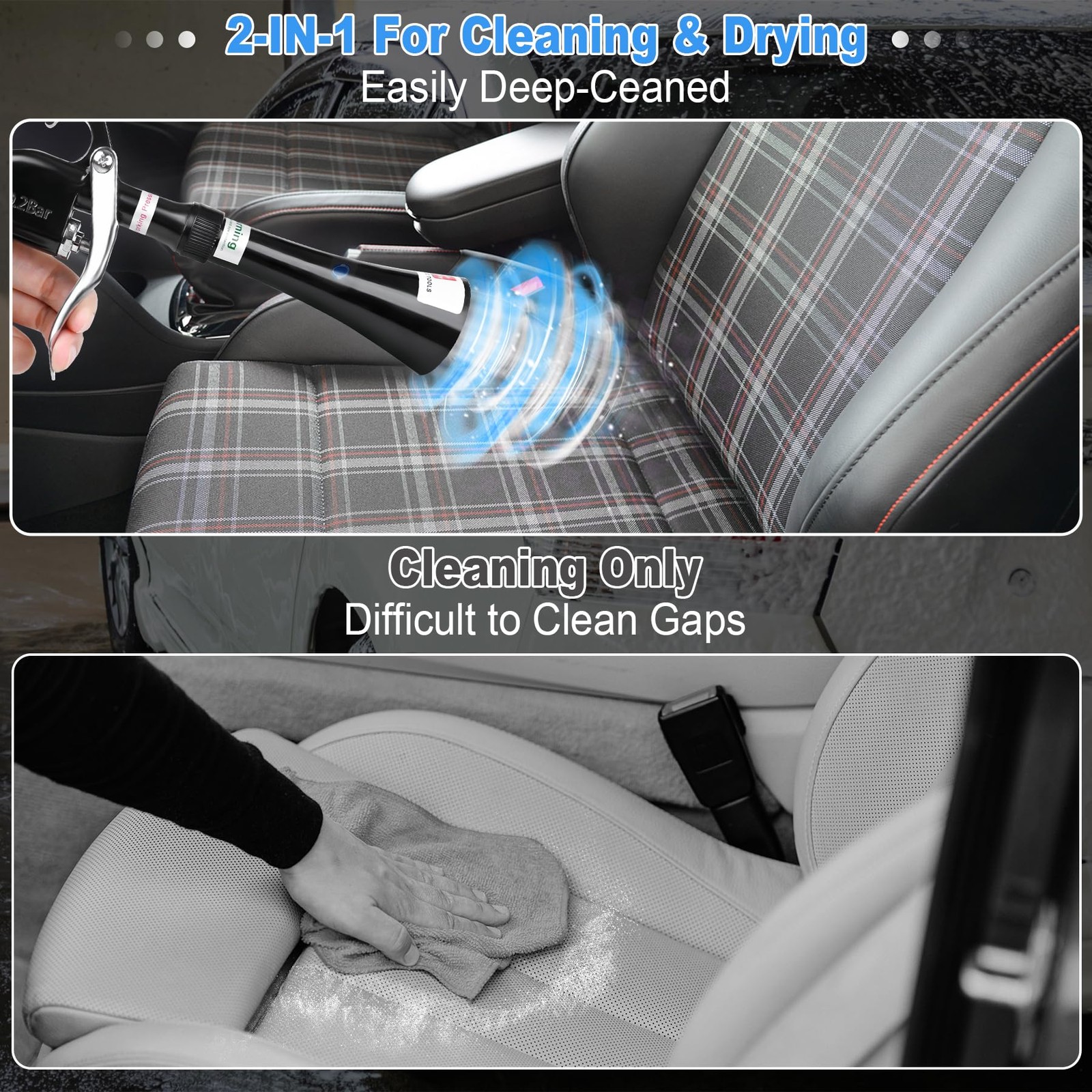 phepetroll Air Blow Gun Car Detailing Dry Cleaning Soft Hose -1 Nozzle, Black