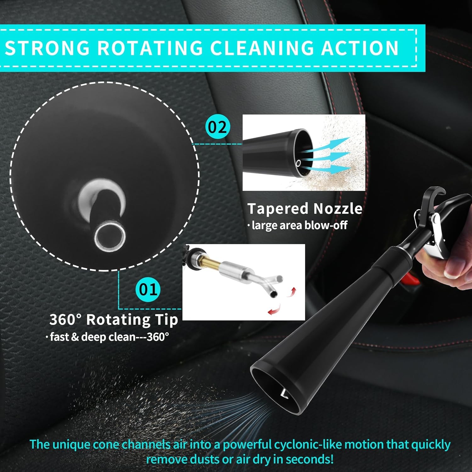 Car Dry Cleaning Gun,High Pressure Air Blow Gun,Fast Interior Dryer Car…
