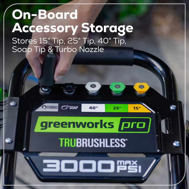 Greenworks Pro 3000-PSI 2.0-GPM Cold Water Electric Pressure washer with 5 Spray