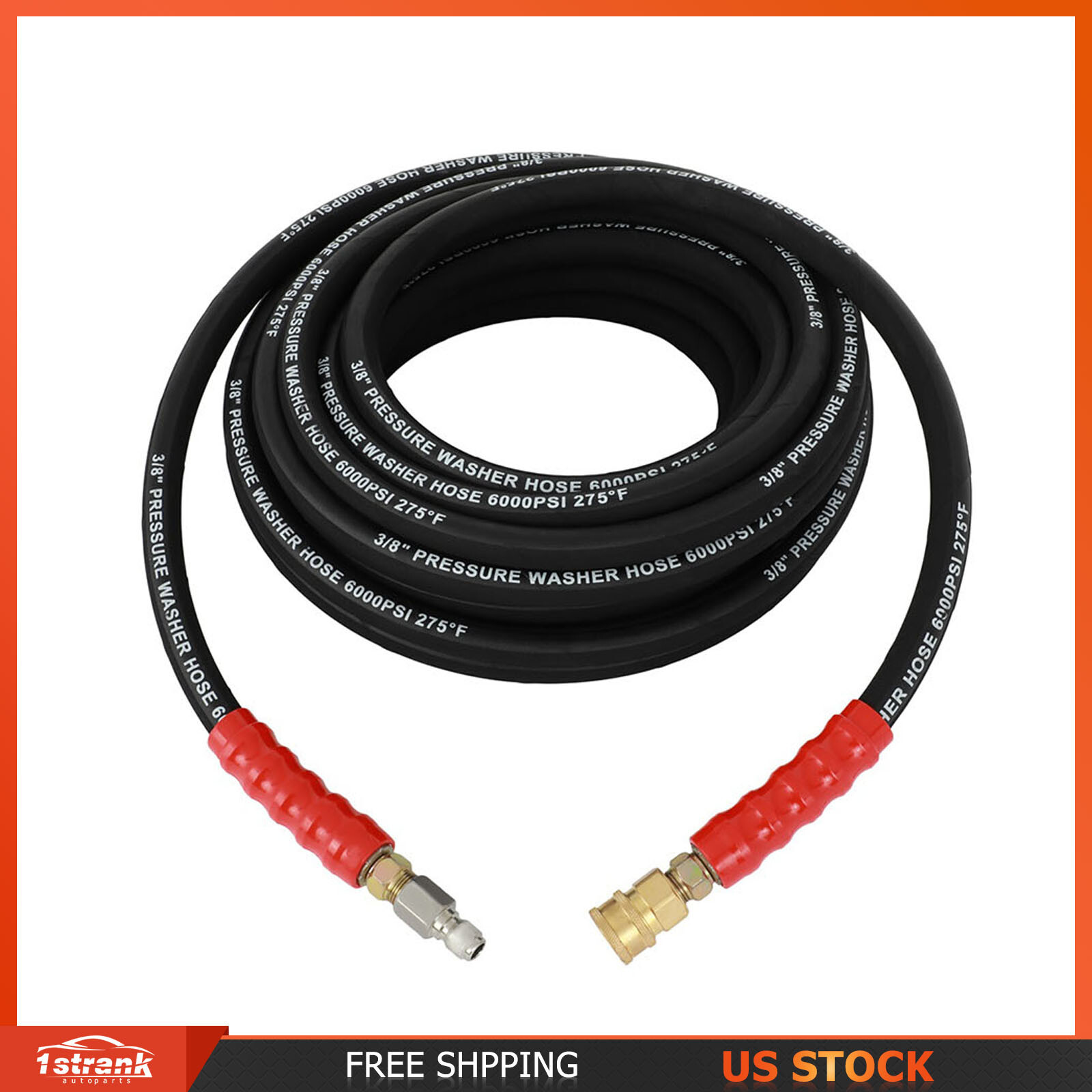 Pressure Washer Hose 6000 PSI 3/8″ x 50ft Non-Marking R2 Rating Free Shipping