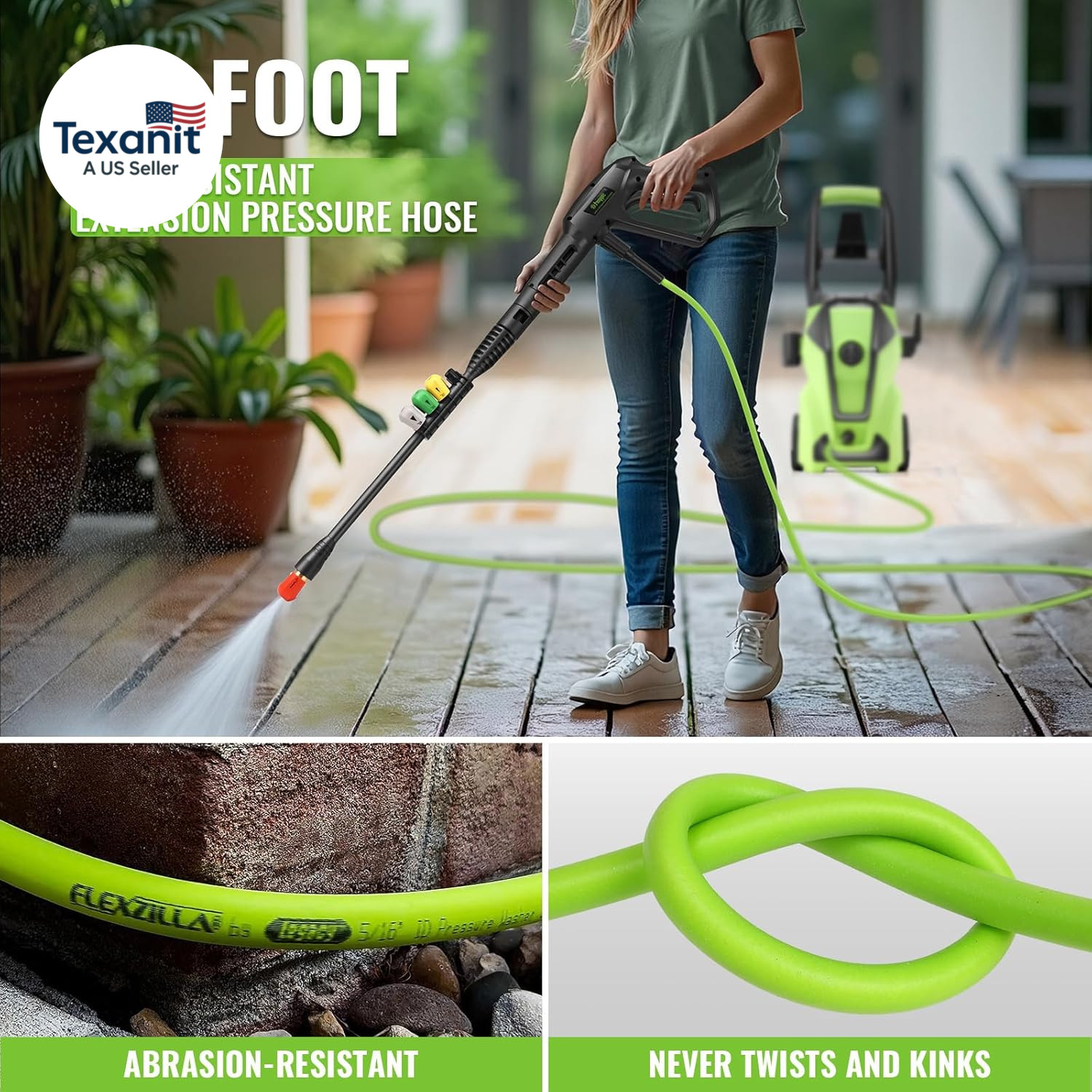 Electric Pressure Washer 5000PSI Max 4.0GPM with 33FT Flexible Extension Hose, 4