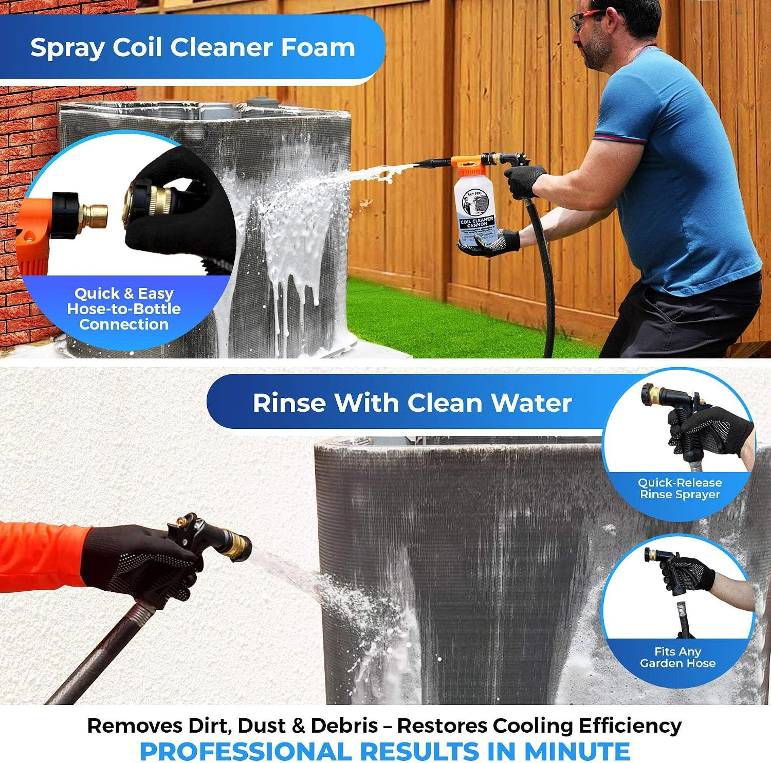 HVAC Coil Cleaner Cannon Sprayer with Automatic Foam Mixing, 2-Quart