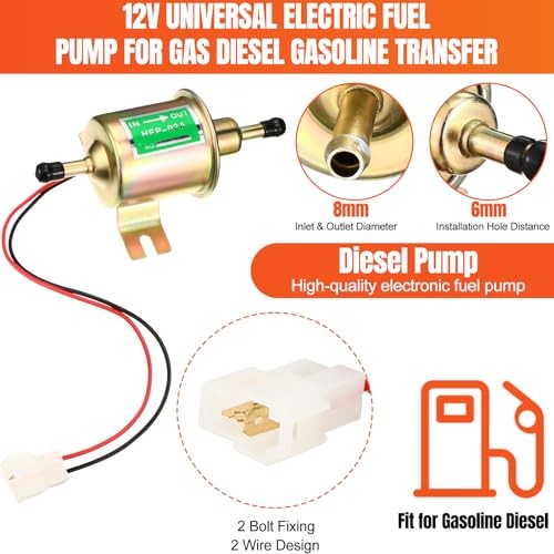 2 Pcs Electric Fuel Pump Kit 12v Universal Low Pressure 4-7 Psi Gas Gold