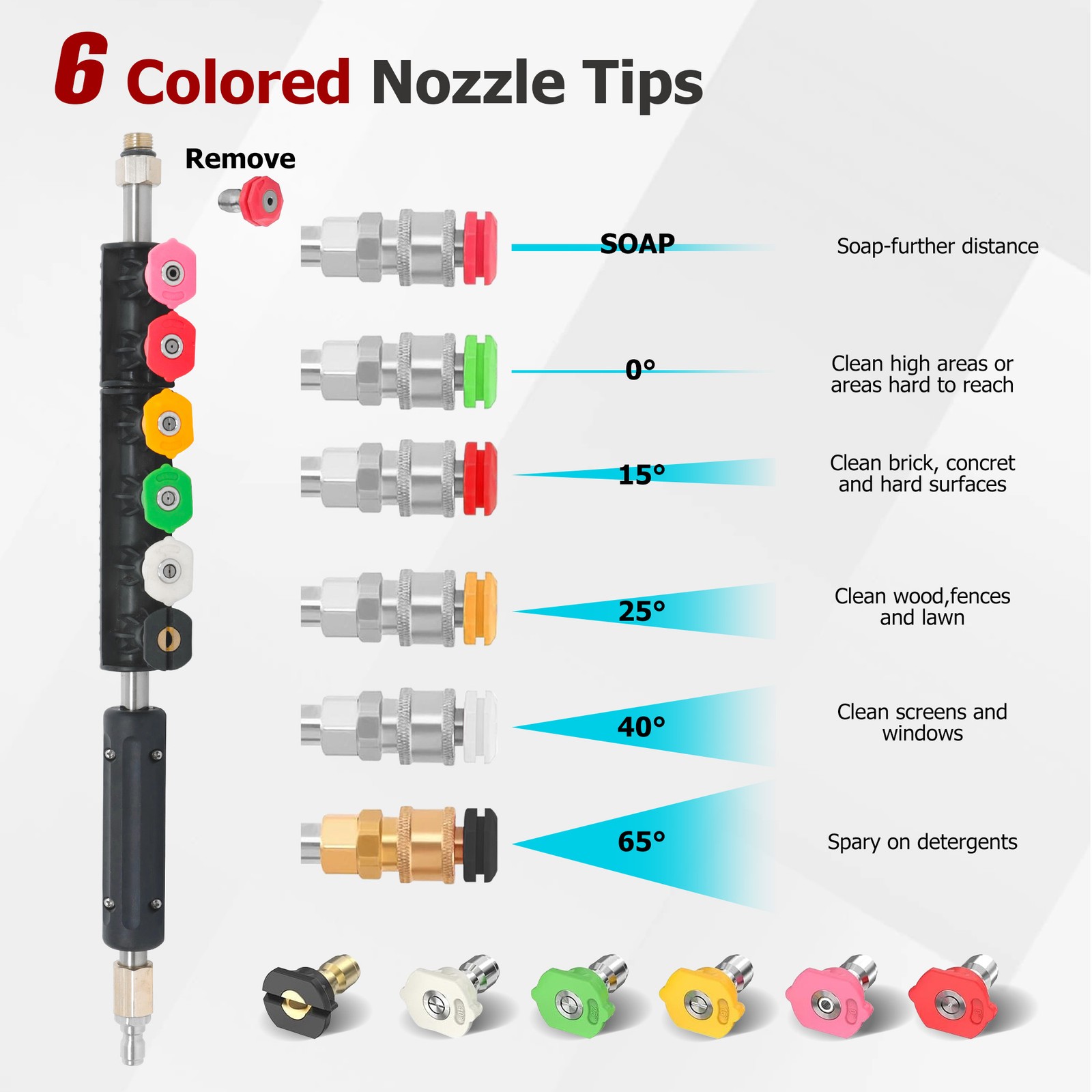 9-Piece Set Of High Pressure Water Gun Extension Rod 1/4’’Quick Connect 4000 PSI