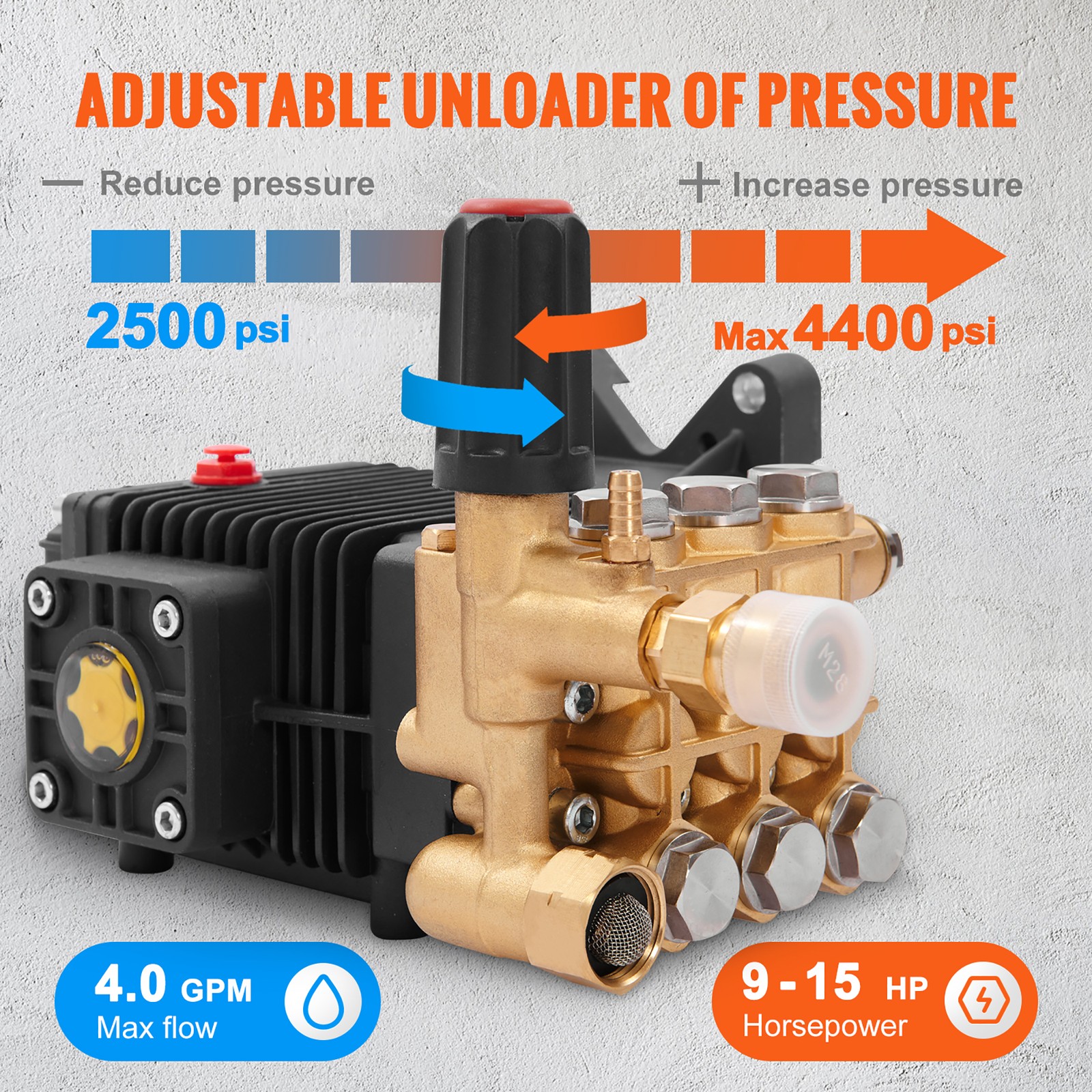 Uimoso Pressure Washer Pump Power Washer Pump 1″ Shaft Horizontal 4400 PSI 4 GPM