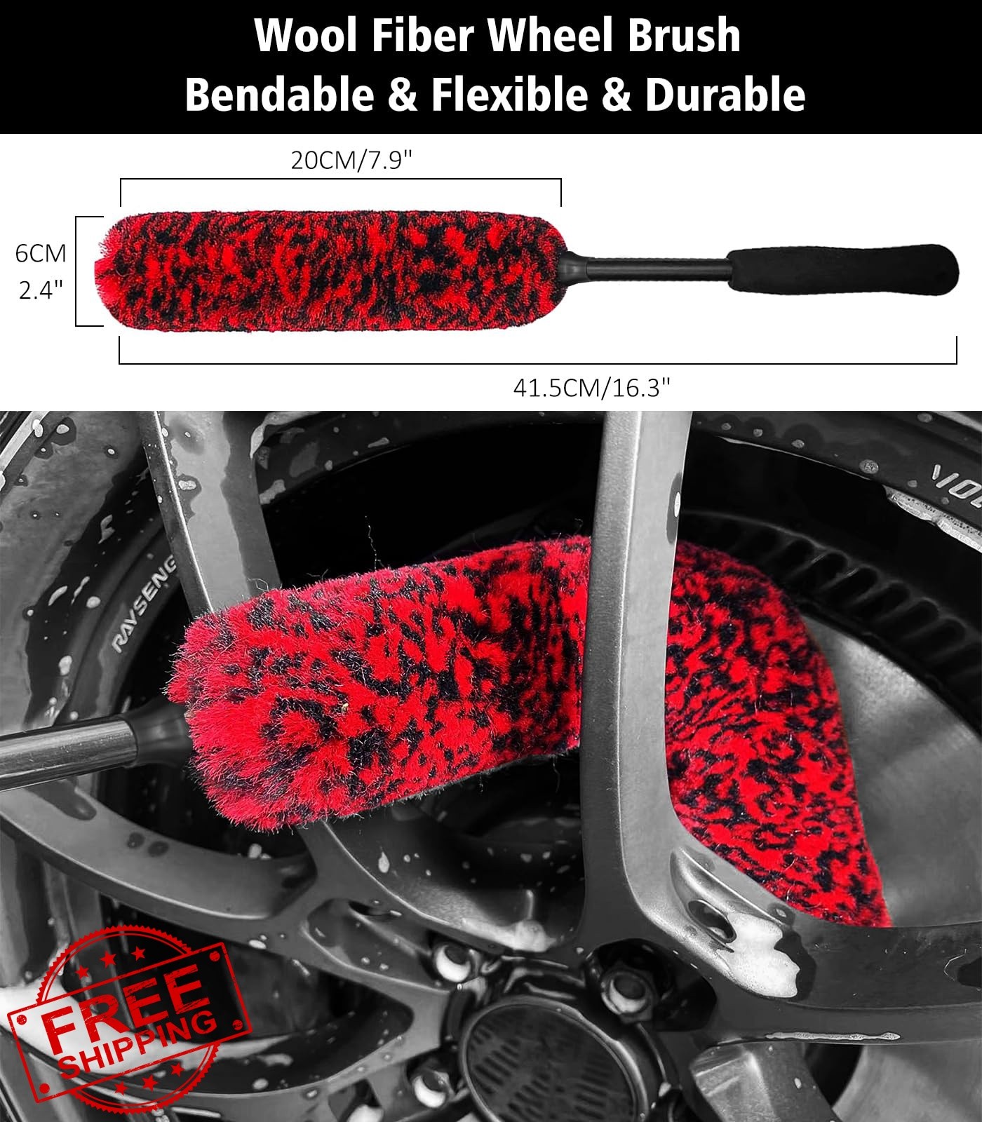 YeewayVeh 4Pack Car Wheel Cleaning Kit Red/Black