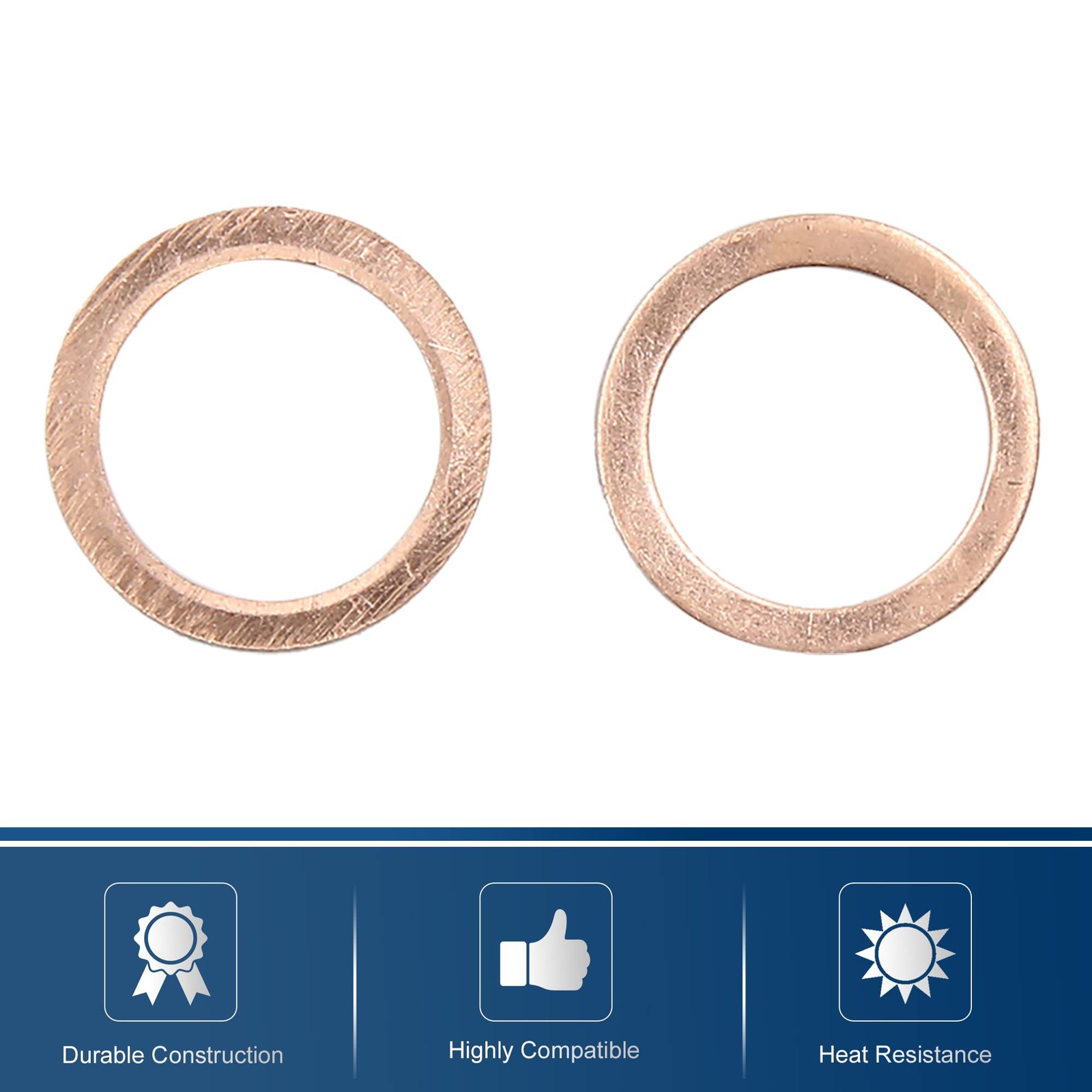 M13 x 17mm x 1mm Copper Flat Washers Car Engine Sealing Gaskets Rings 50pcs