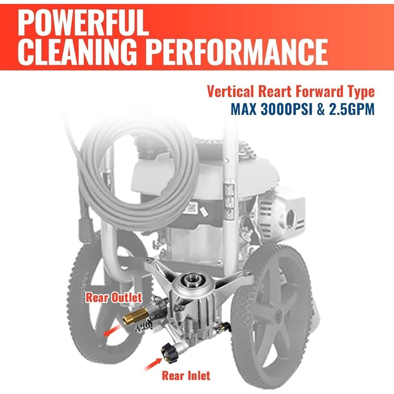 Vertical Pressure Washer Pump 3000 PSI 2.5 GPM Easy Start Adjustable Unloader US