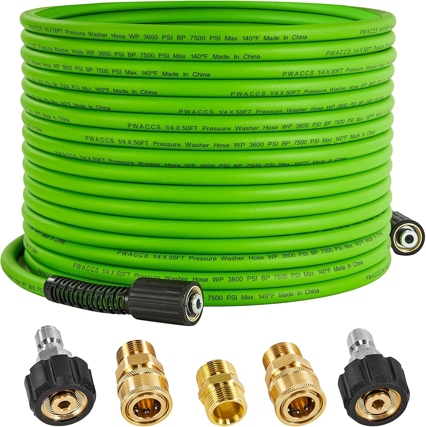 Pressure Washer Hose 50FT 1/4″ 3600PSI Kink Resistant M22 Fittings Extension