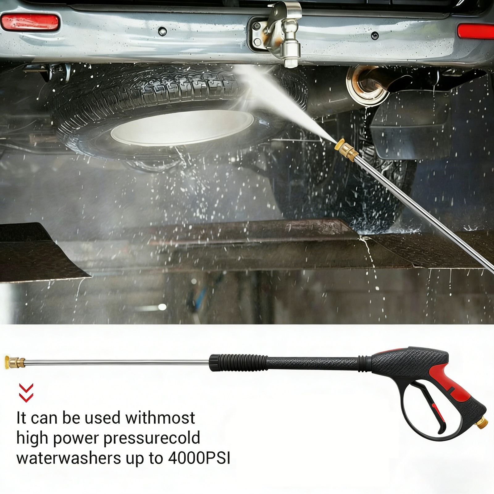 High Pressure 4000PSI Car Power Washer Gun Spray Wand Lance Nozzle and Hose Kit-