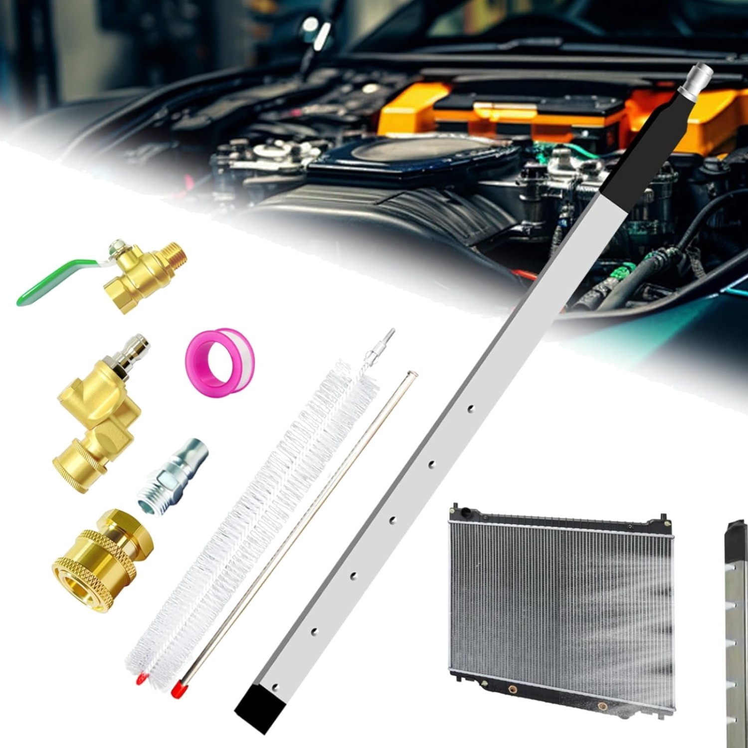 40″ Pro Radiator Cleaning Wand Kit–Stainless Steel Radiator Cleaner Wand with…