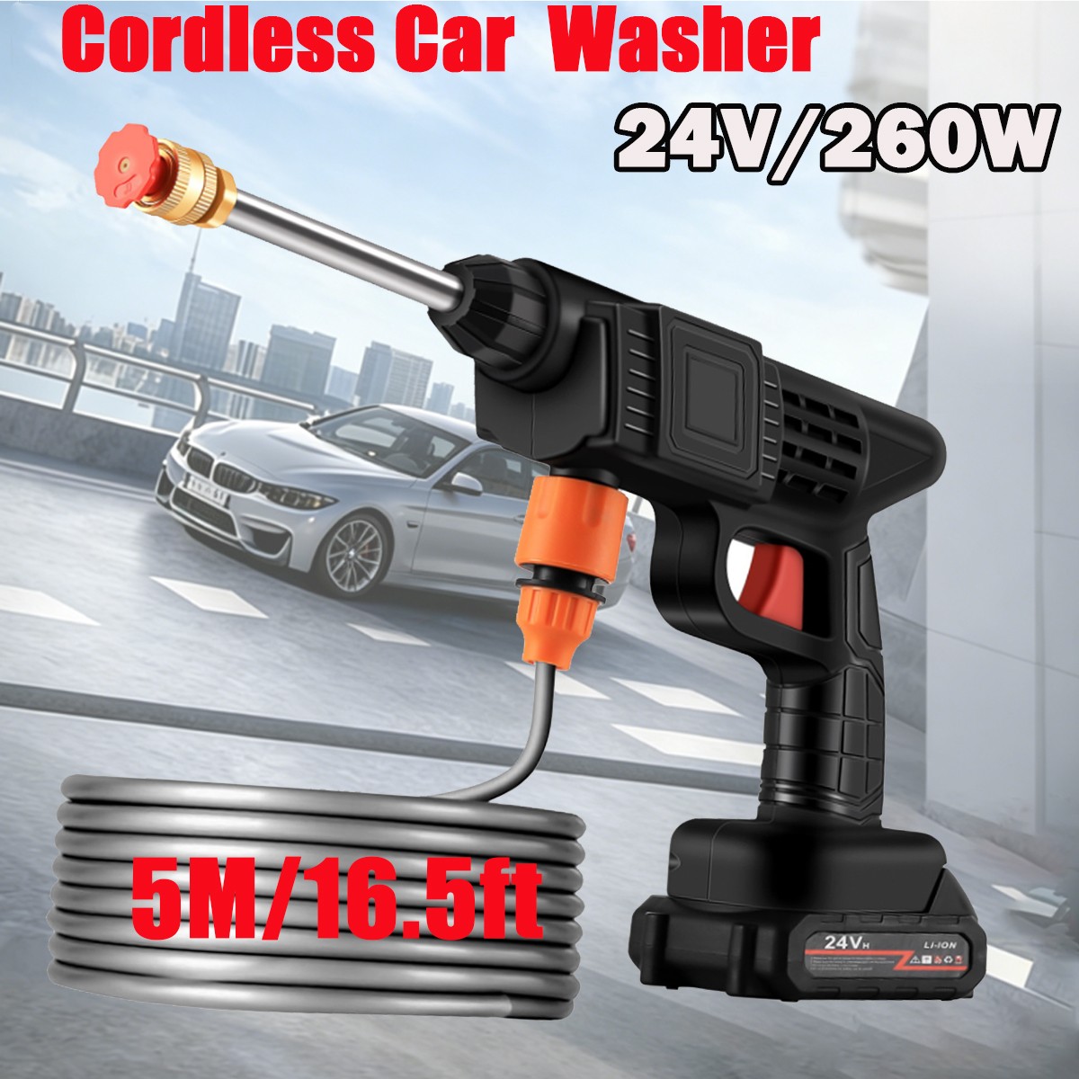 Portable Cordless Electric High Pressure Water Spray Gun Car Washer Cleaner Tool