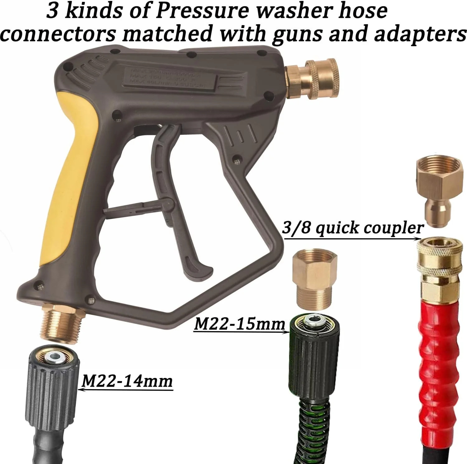 GDHXW X-887 High Pressure Washer Gun with Foam Cannon 2 Adapter 7 Pressure Washe