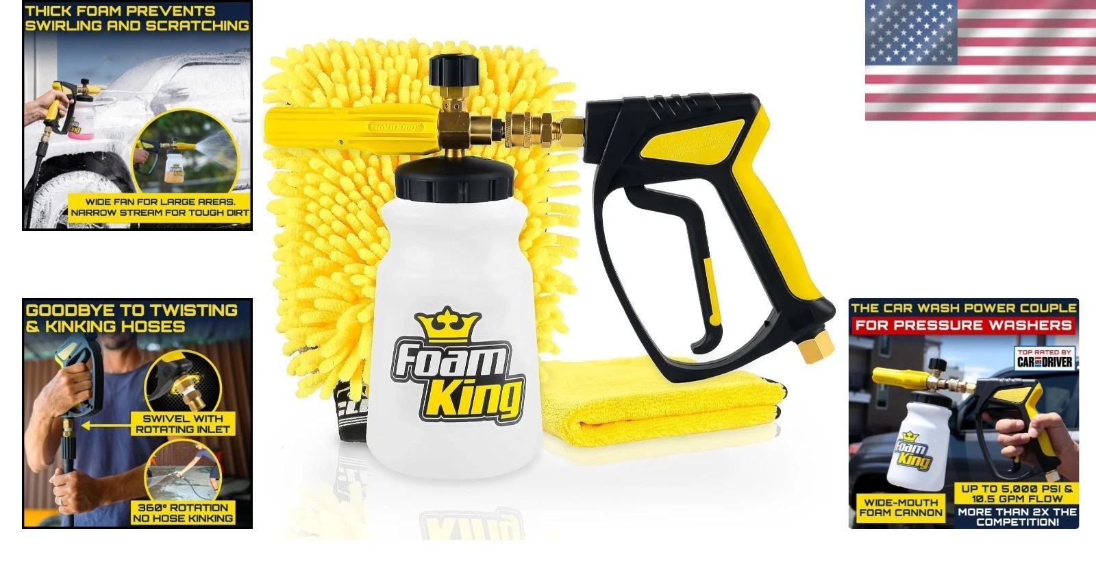 Glass & Plastic Foam Cannon: Stubby Sprayer, Swivel, Ultimate Cleaning Tool