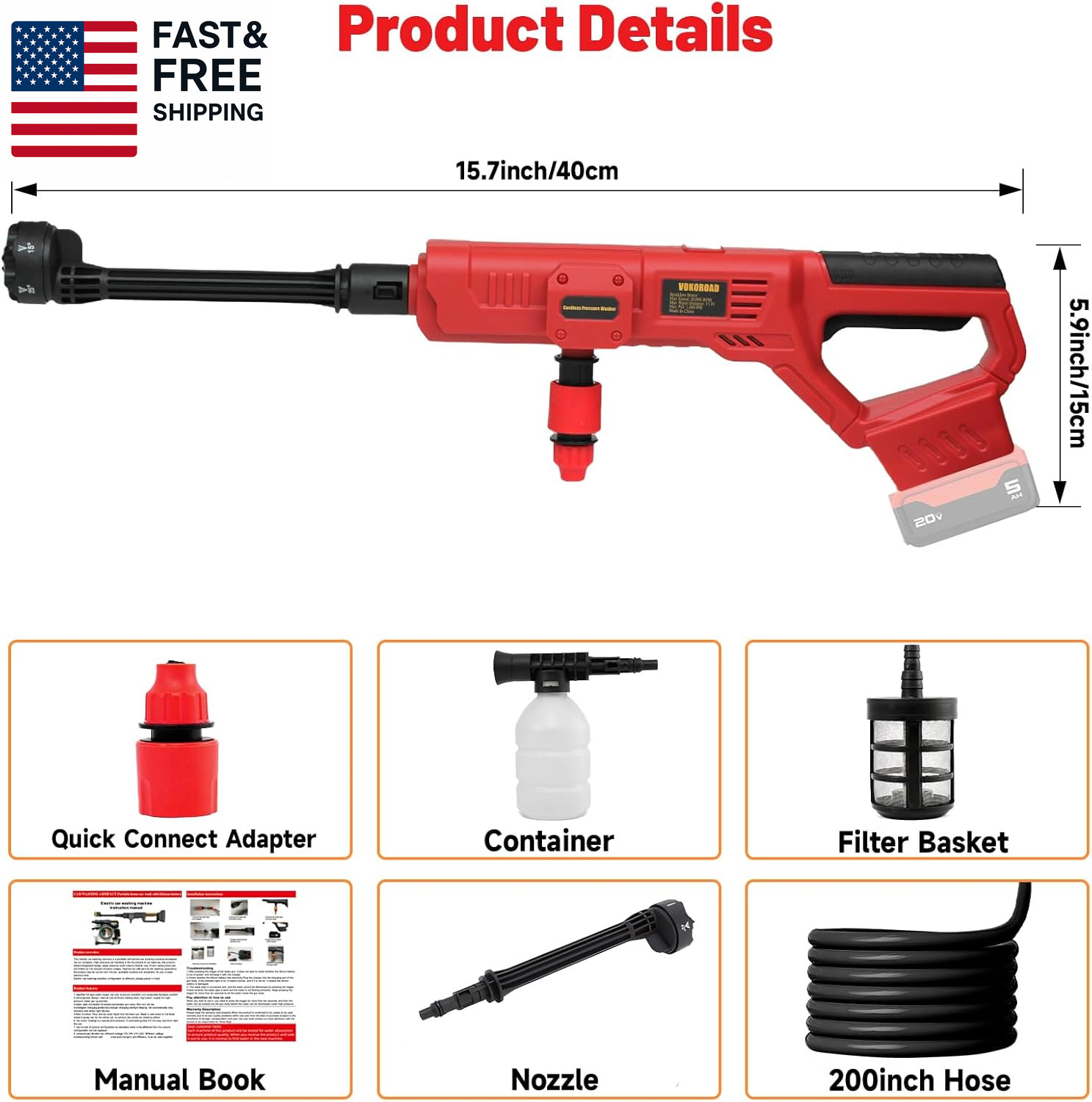 Cordless Pressure Washer for Milwaukee M18 Battery, Portable Cordless Power Wash