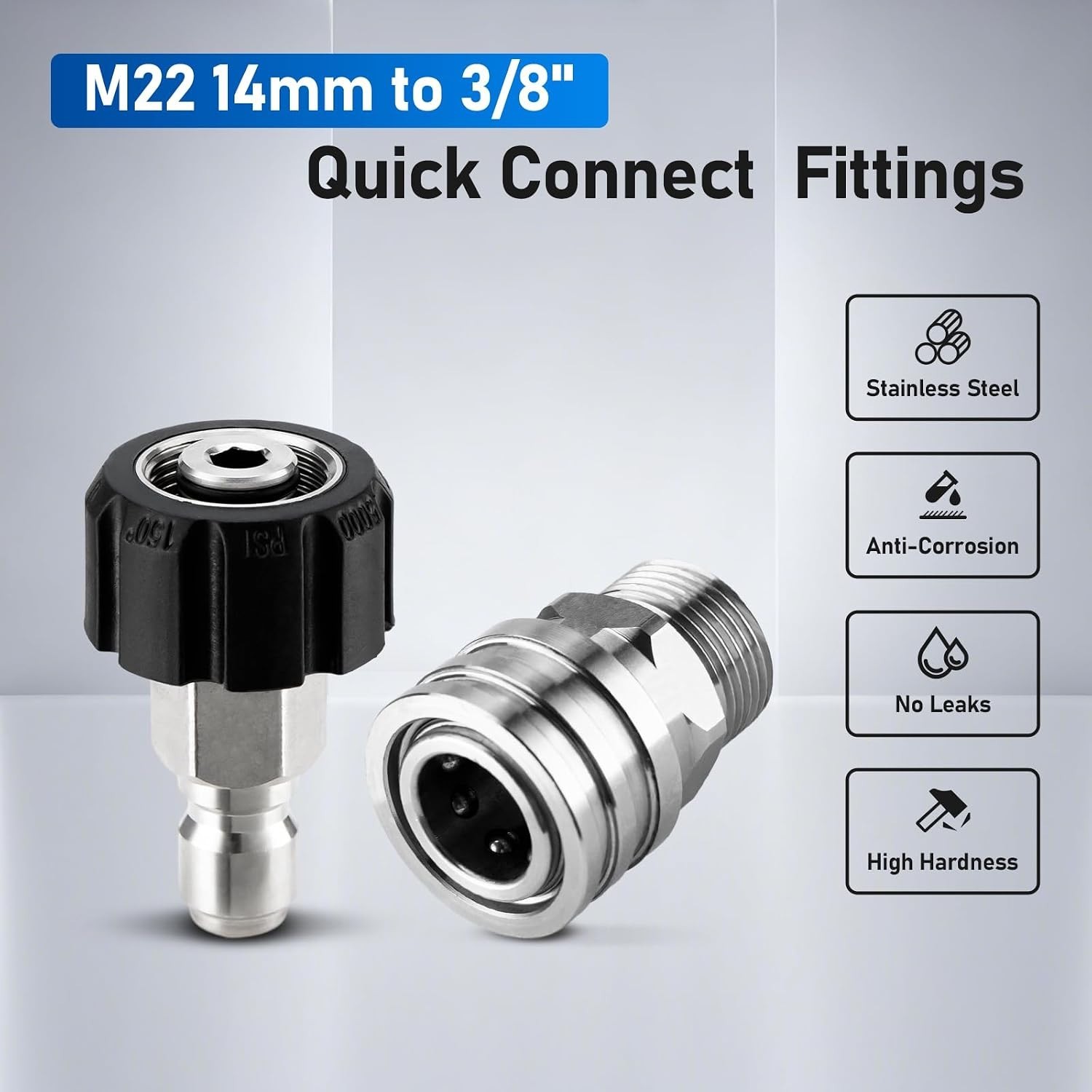 Pressure Washer Adapter Set, Stainless Steel Pressure Washer Quick Connect Ki…