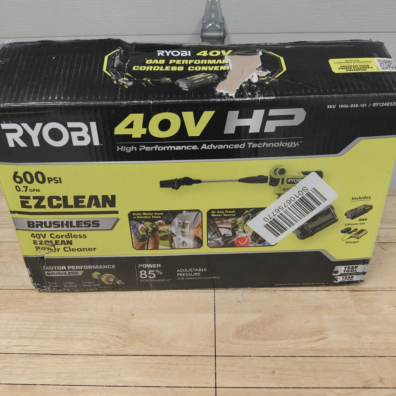 40-Volt HP Brushless EZClean 600 PSI 0.7 GPM Cold Water Power Cleaner W/ 2.0 AH