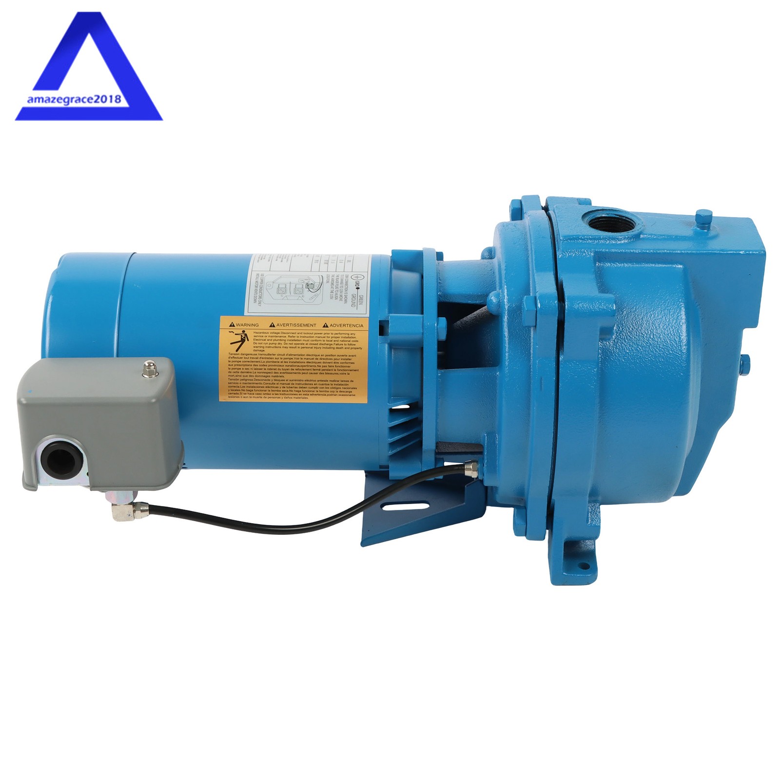 1/2 HP, Dual 115/230v Cast Iron J5S Shallow Well Jet Pump Single Phase 3450RPM