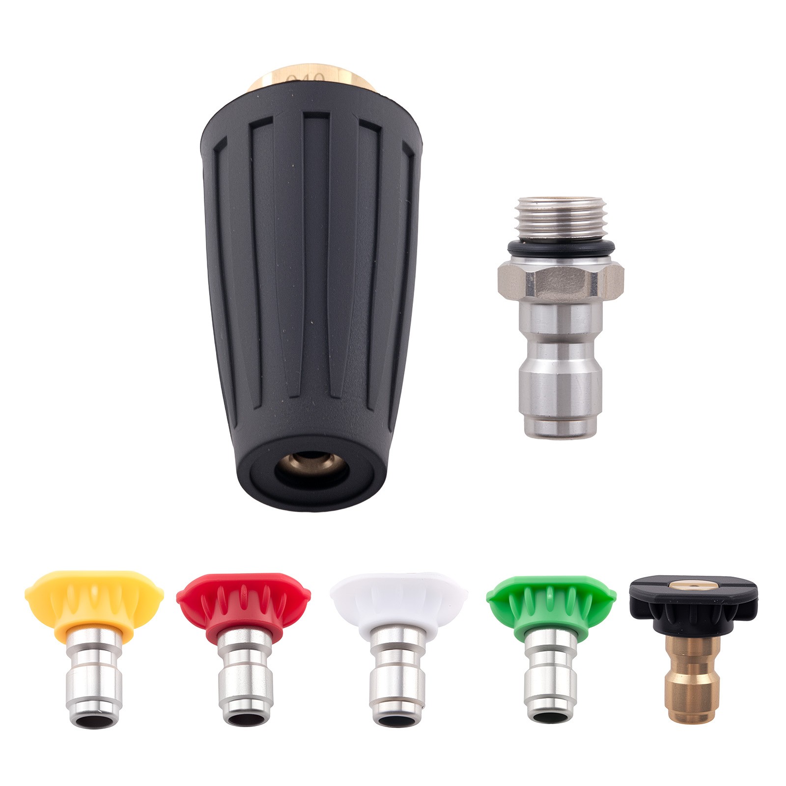 4000 PSI Pressure Washer Turbo Nozzle Kit 5 Spray Angle Spray Tips 1/4″ Fitting