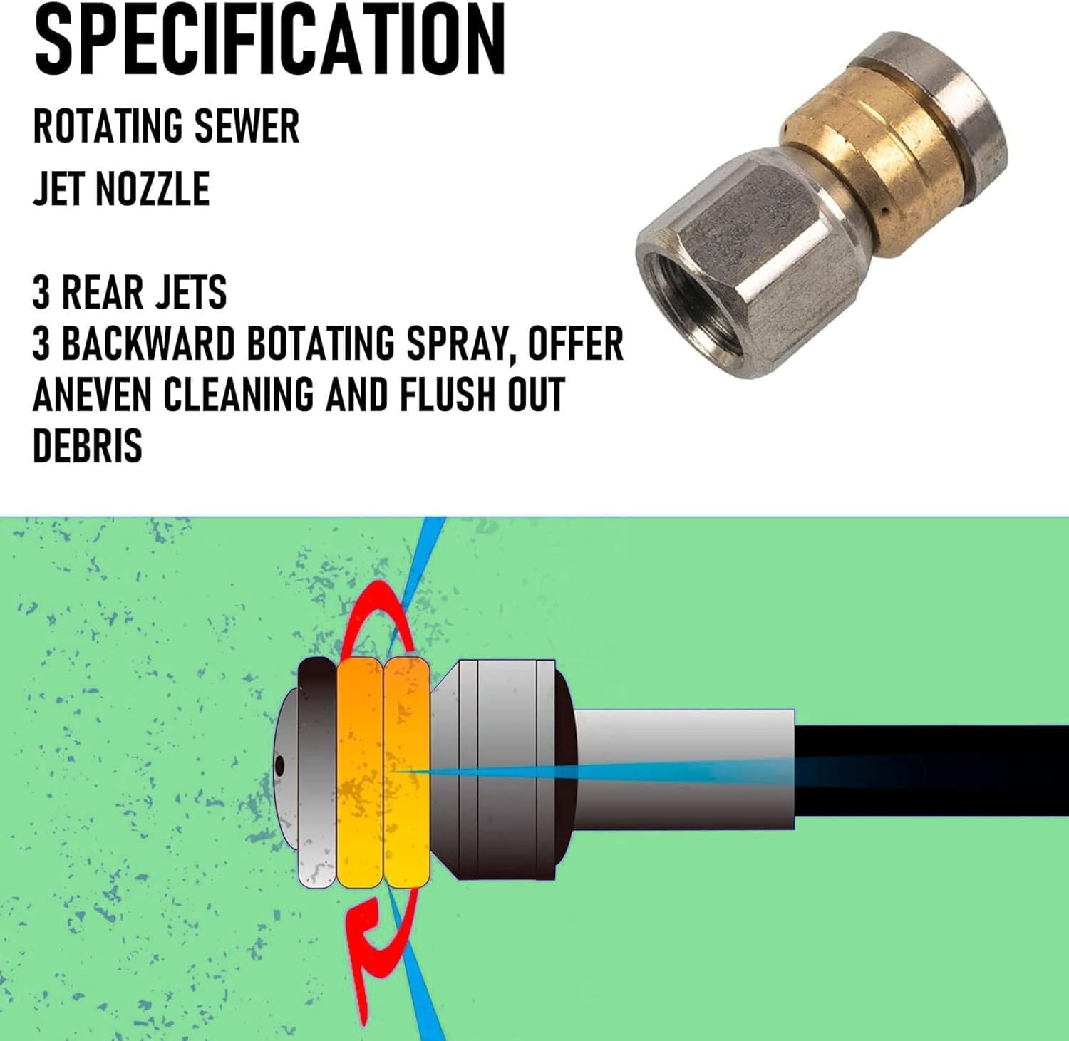 Sewer Jetter Kit for Pressure Washer 150FT, 4000 PSI Drain Cleaner Hose 1/4 Inch
