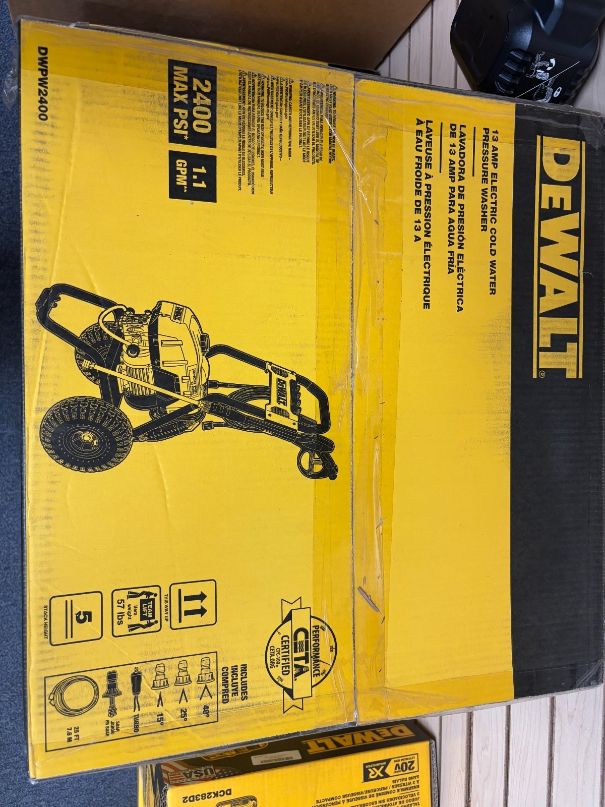 DEWALT AC Pressure Washer — 2400 PSI, Model# DWTDWPW2400