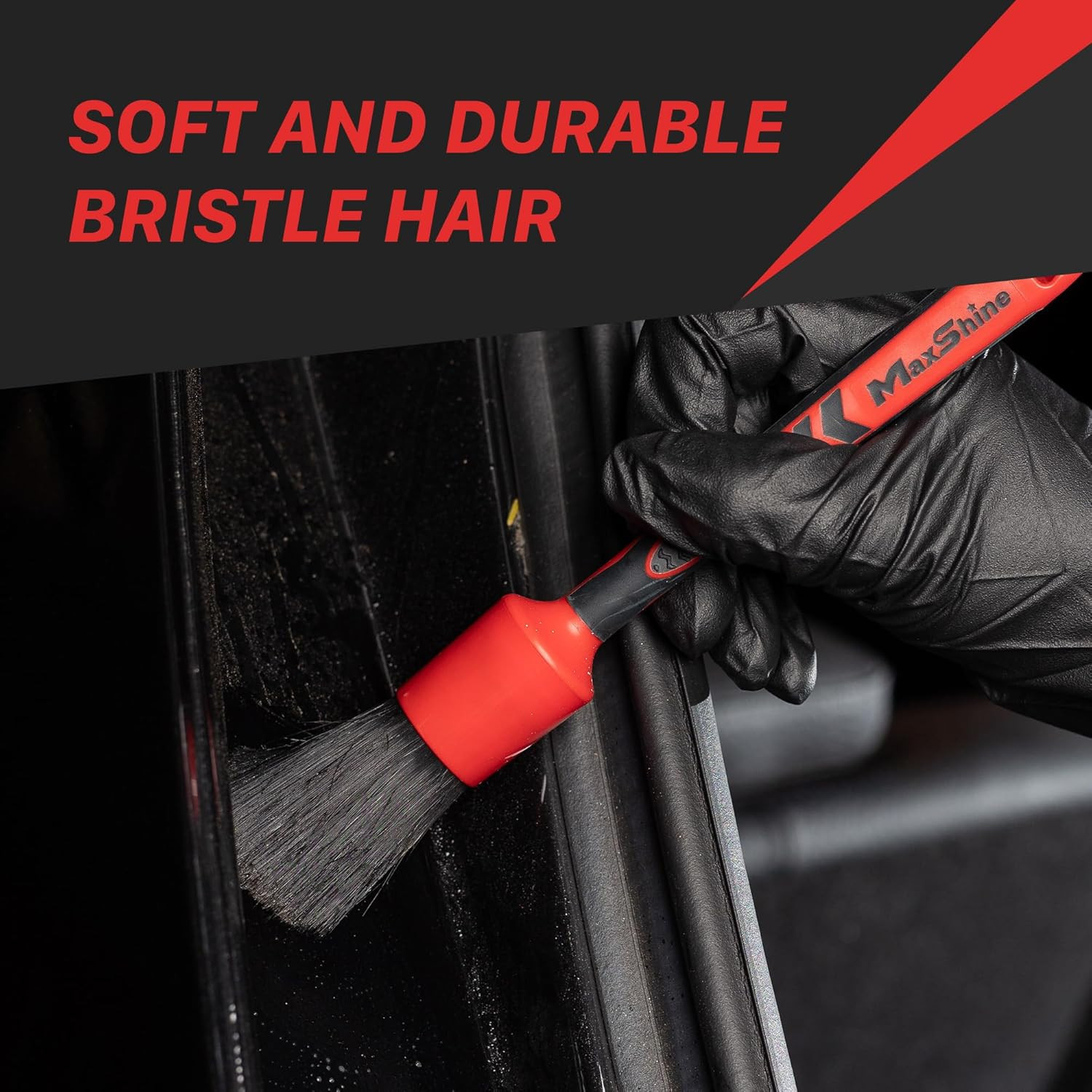 Universal Red & Black Combo Detailing Brush – Versatile Brush for Interior & Ext