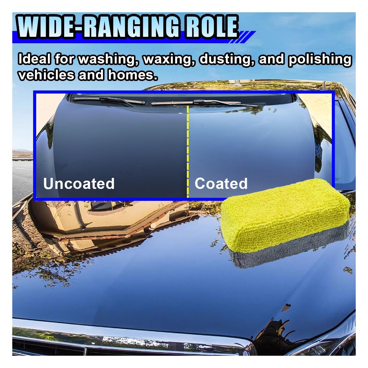 12PCS Ceramic Coating Applicator Sponge, 4.13” x 1.84” Microfiber Car Detai…