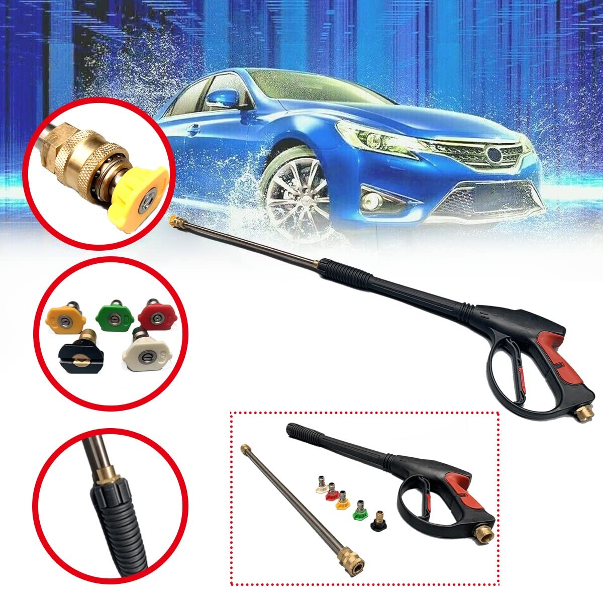 New 8-Part Pressure Washer Gun Replacement Kit, 8m Hose Wand 26 Ft 3000 PSI High
