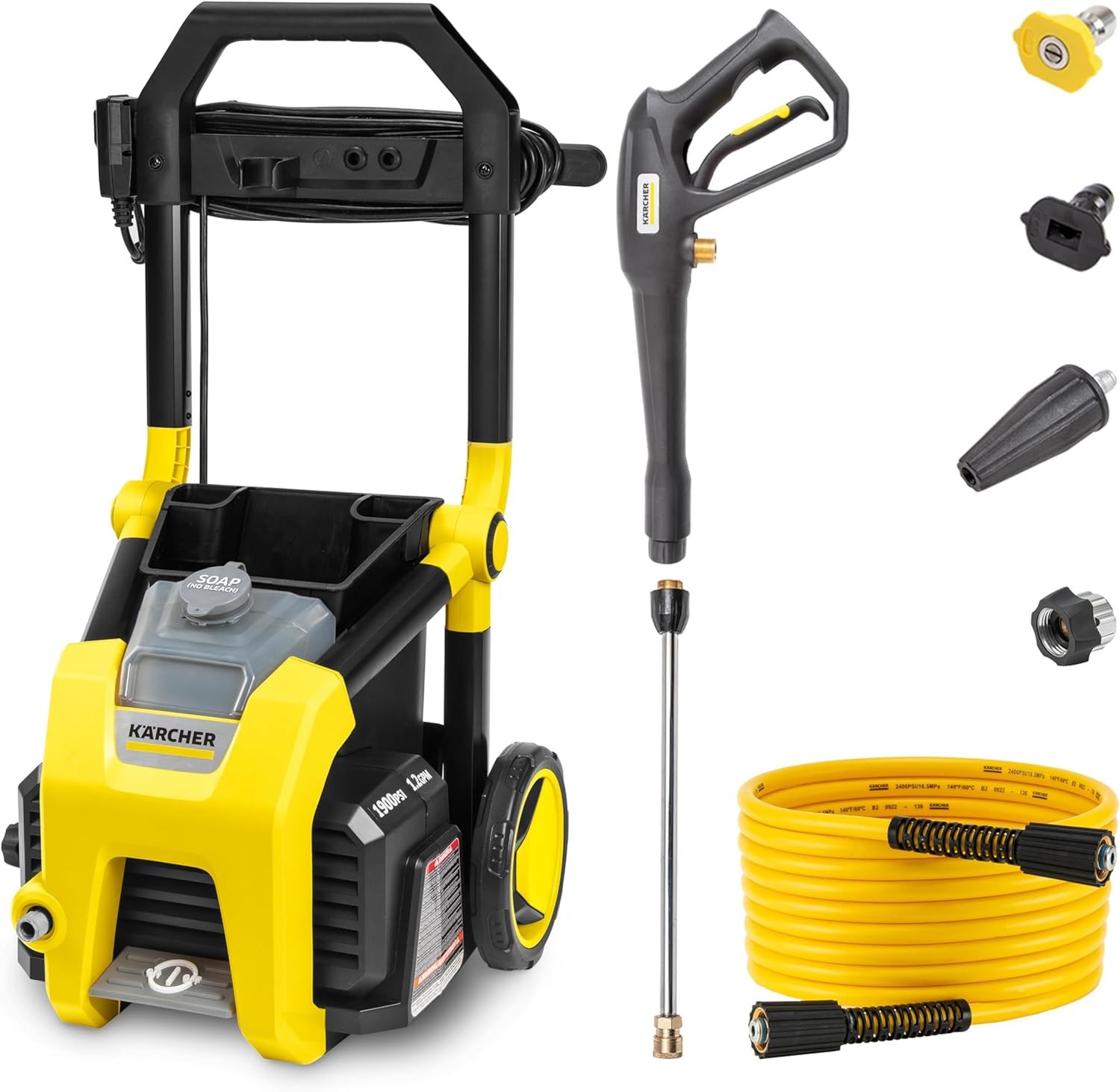 Kärcher Pressure Washer K1900PS, CETA Certified, 3 Spray Nozzles, Detergent Tank